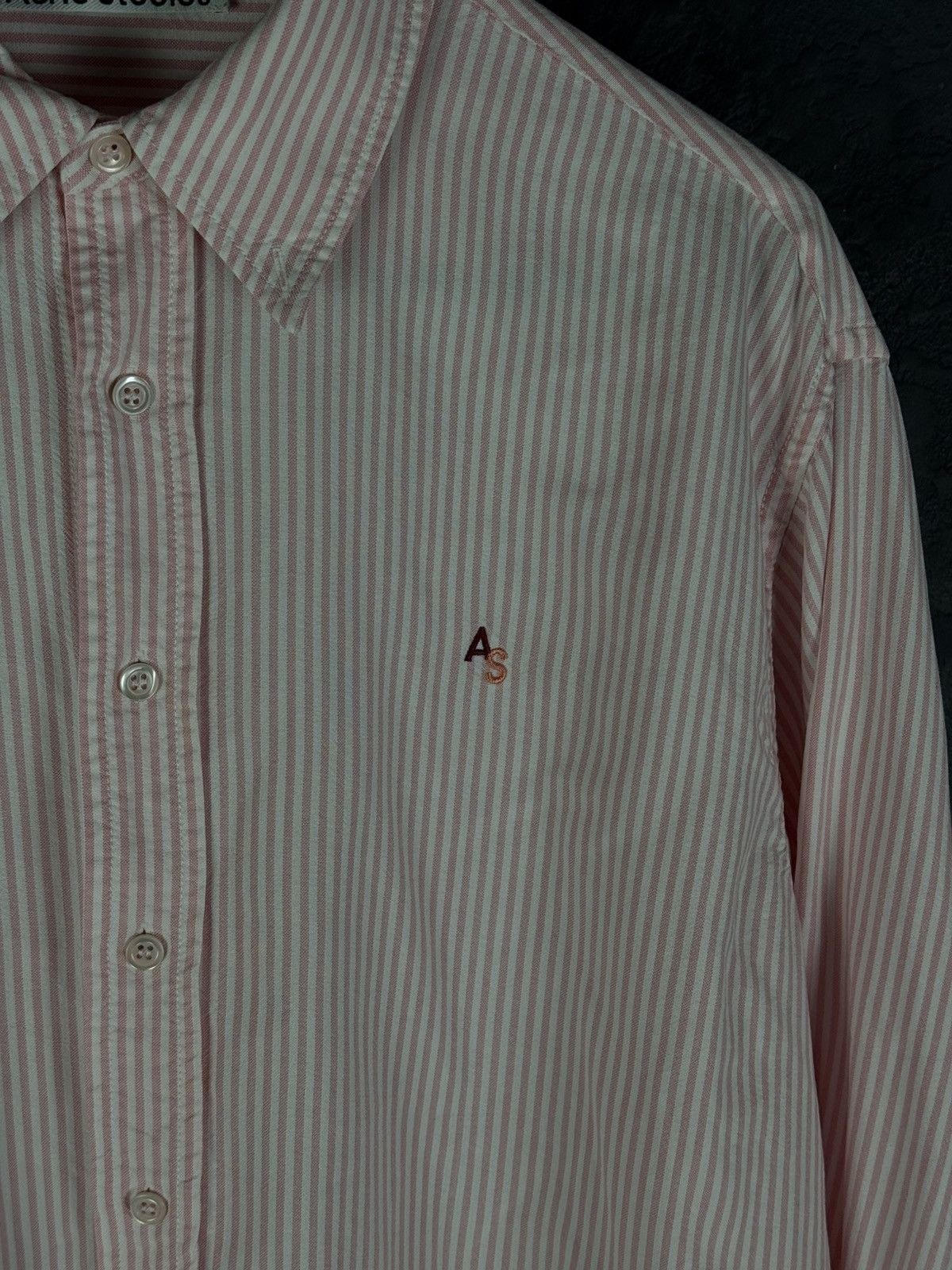 Acne Studios Acne Studios Oversized Logo Striped Lyocell Shirt Size US S / EU 44-46 / 1 - 8 Thumbnail