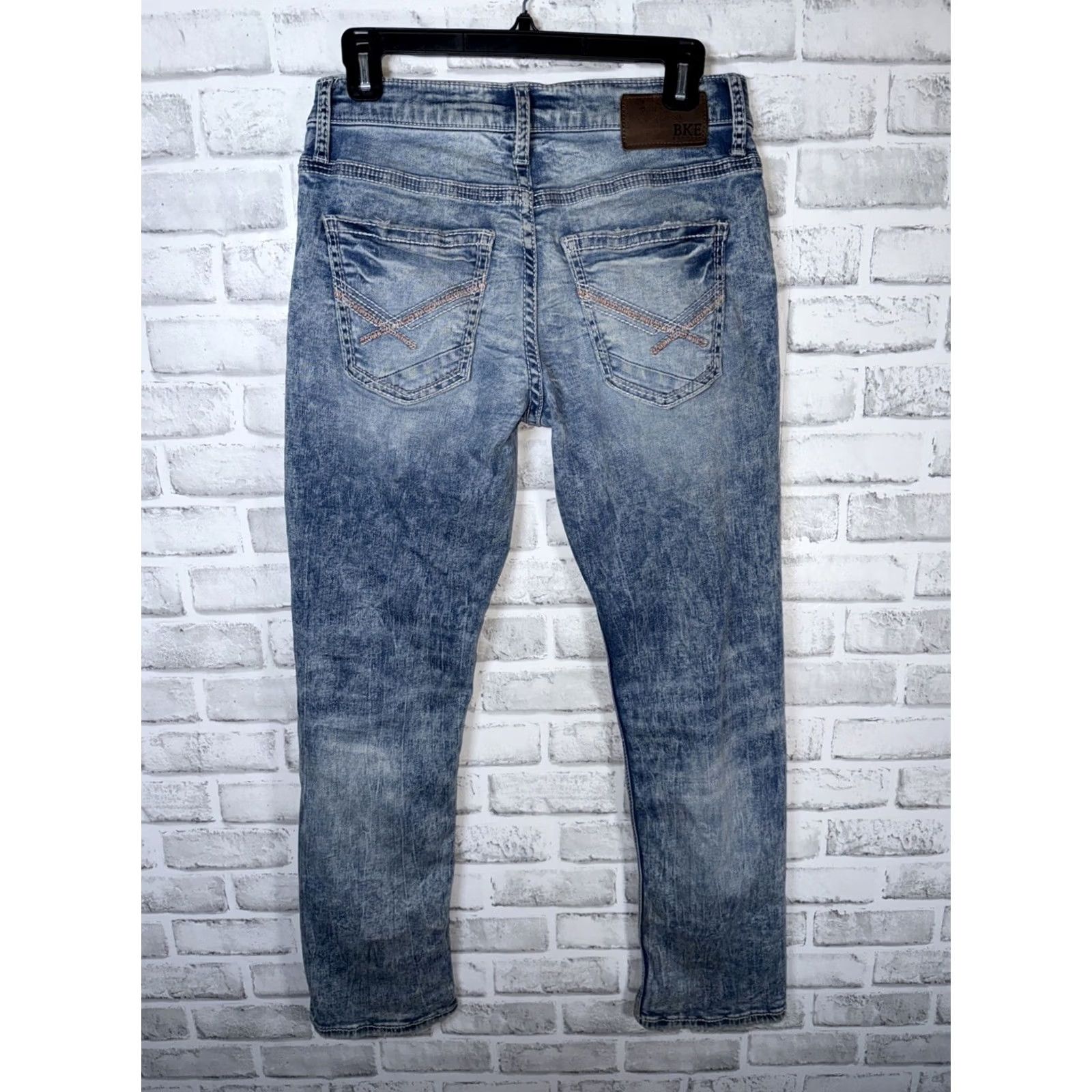 Vintage BKE Buckle Jake Straight Jeans 30x30 Mens Blue Distressed Cotton Blend 5-Pocket Belt Loops Stretch Low Rise Modern Western Size US 30 / EU 46 - 8 Thumbnail