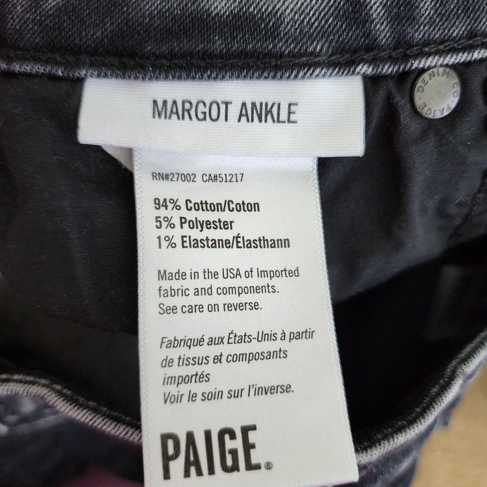 Paige Paige Margot Jeans Womens Cutoff Ankle Black Size 25 Womens Size 42" / US 20 - 8 Thumbnail