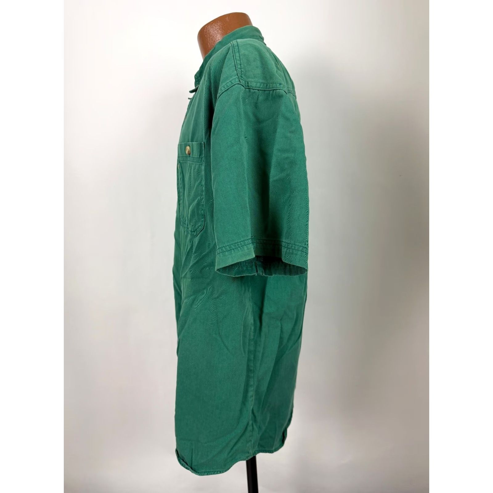 Faded Glory VINTAGE 90s Faded Glory Shirt Men XL Green Cotton Twill Button-Up Short Sleeve Regular Shadowed Sturdy Midweight Pockets 90s Theme Mens Size US XL / EU 56 / 4 - 7 Thumbnail