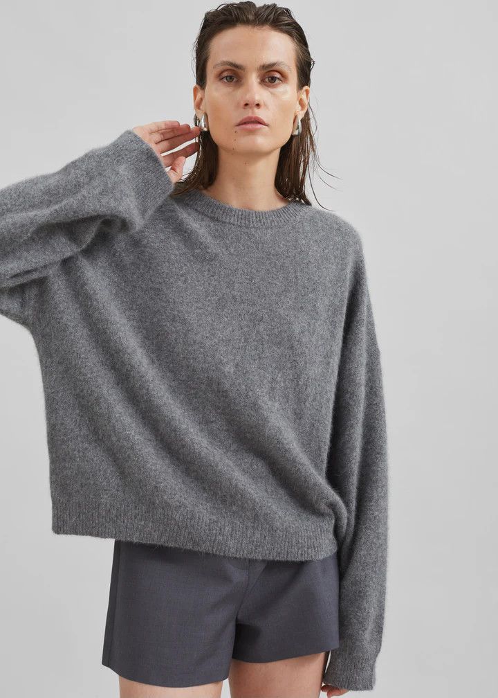 Loulou de Saison o1s22i1n1024 Wool Blend Pullover Sweater in Grey Size M / US 6-8 / IT 42-44 - 4 Thumbnail