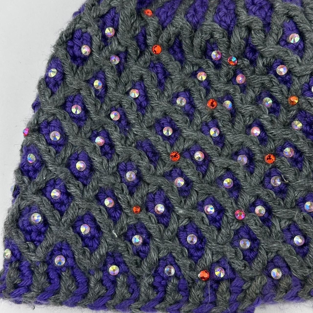 Vintage ASTROBOI PURPLE DIAMOND KNIT WOOL RHINESTONE BEANIE Size ONE SIZE - 3 Thumbnail