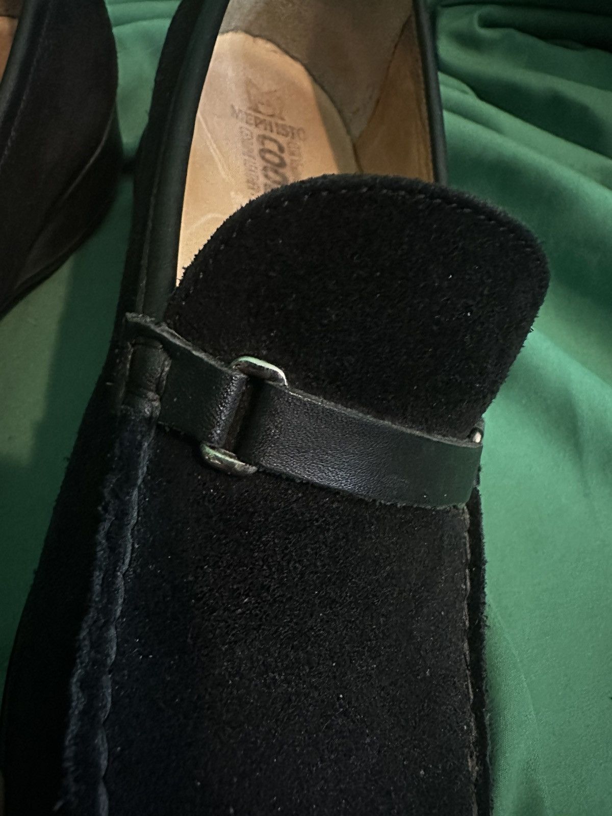 Mephisto Black suede square toe loafers with leather straps Size US 8 / EU 41 - 4 Thumbnail