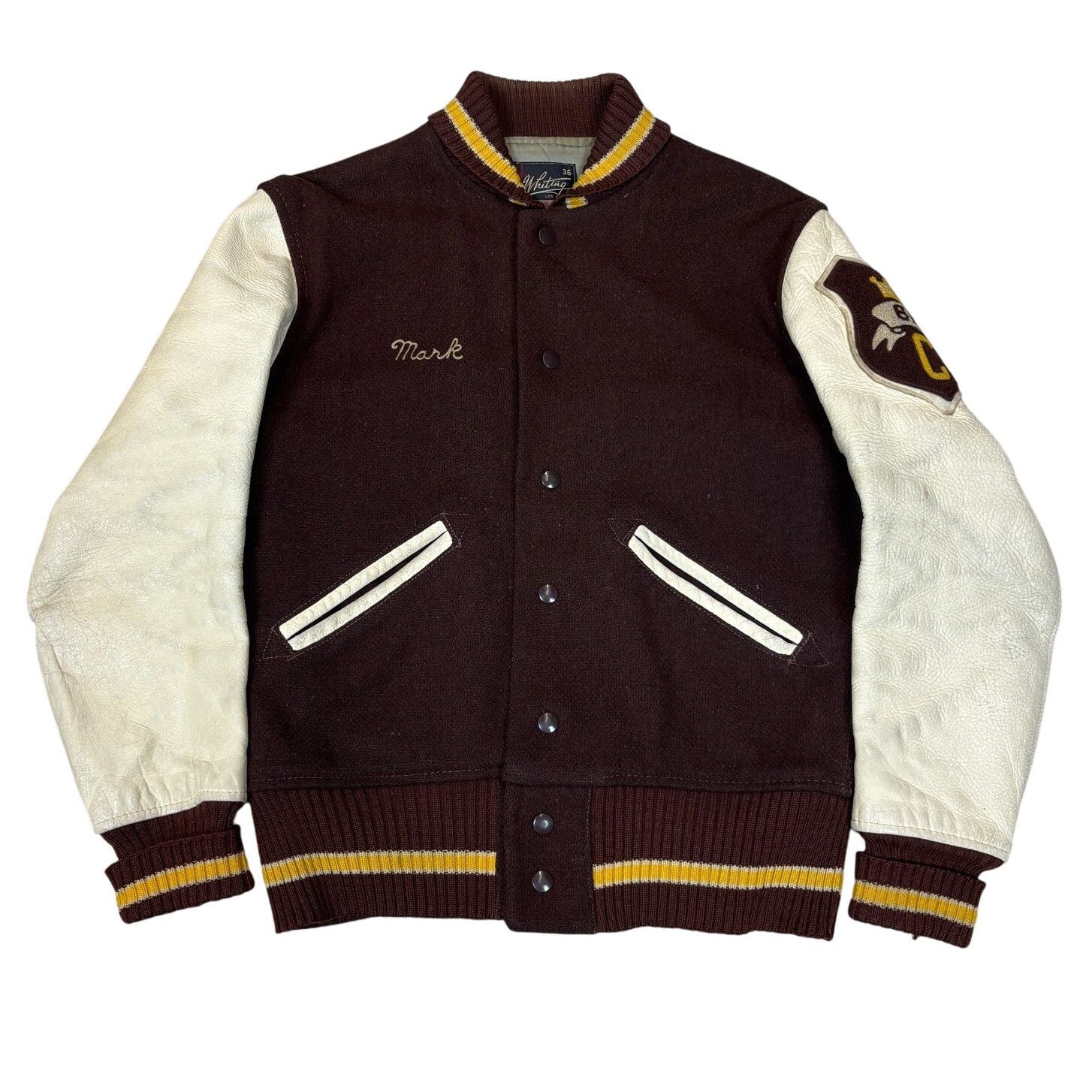 Vintage VTG 60s 70s Whiting Co Wool Leather Varsity Jacket Men's 36 Size US S / EU 44-46 / 1 - 1 Thumbnail