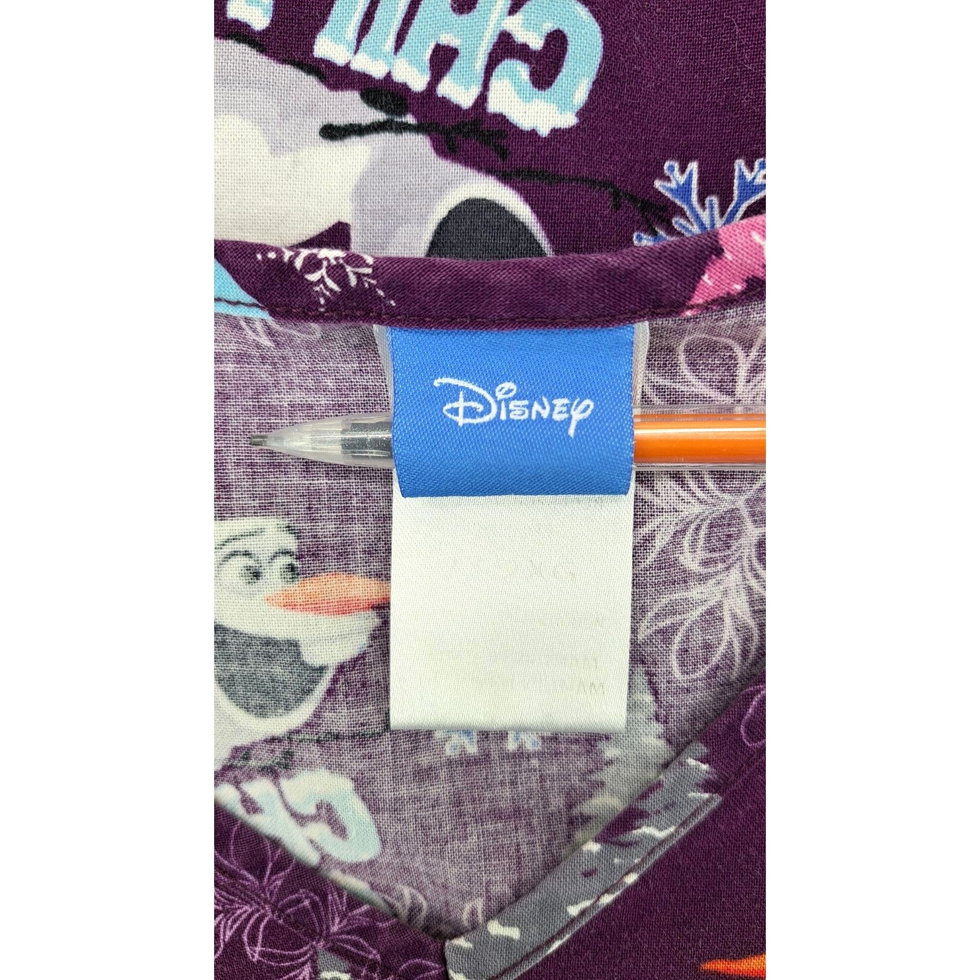 Disney Disney Frozen Olaf Purple V-Neck Scrub Top Chill Out Snow Size XXL / US 16-18 / IT 52-54 - 4 Thumbnail