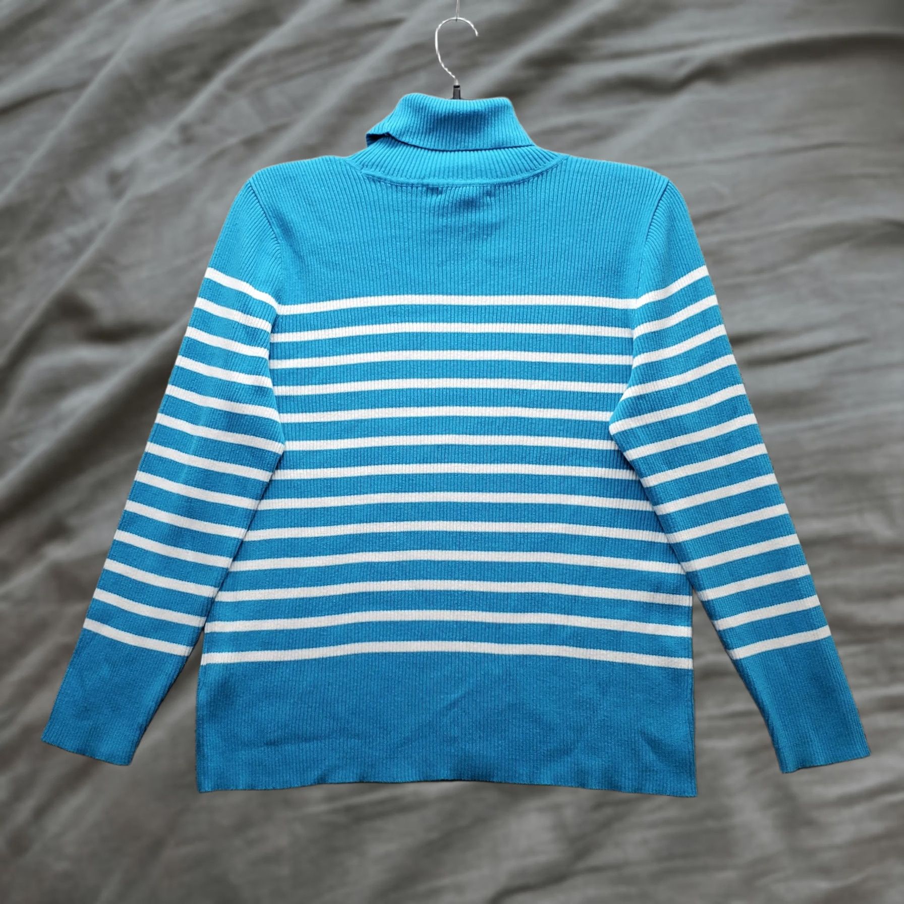 Ralph Lauren Lauren Ralph Lauren Sweater Womens 1X Multi Striped Cotton Logo Rib Turtleneck Size XL / US 12-14 / IT 48-50 - 1 Thumbnail
