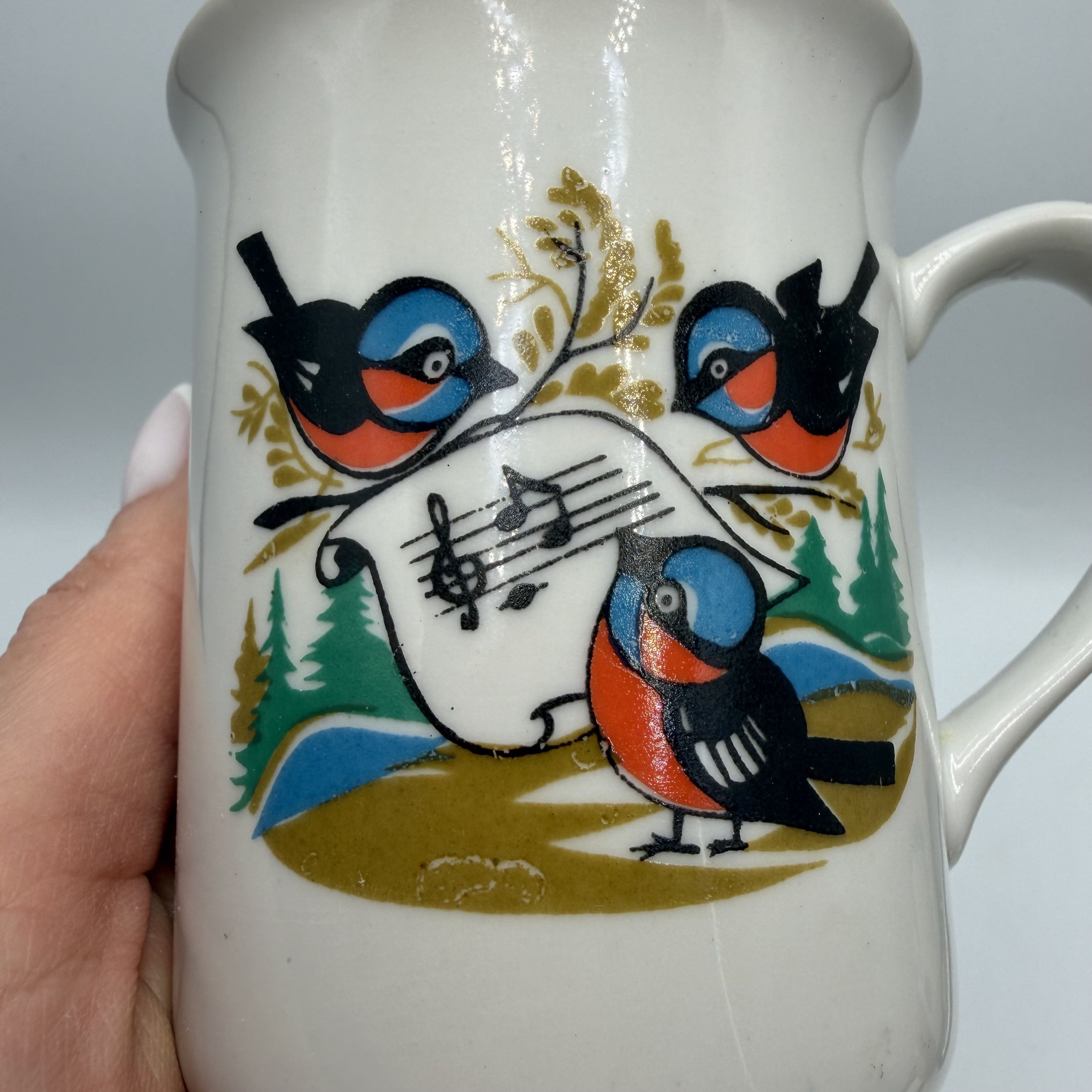 Vintage Vintage USSR Porcelain Mug Kyiv EKHZ 250ml Bird Music Design Size ONE SIZE - 8 Thumbnail
