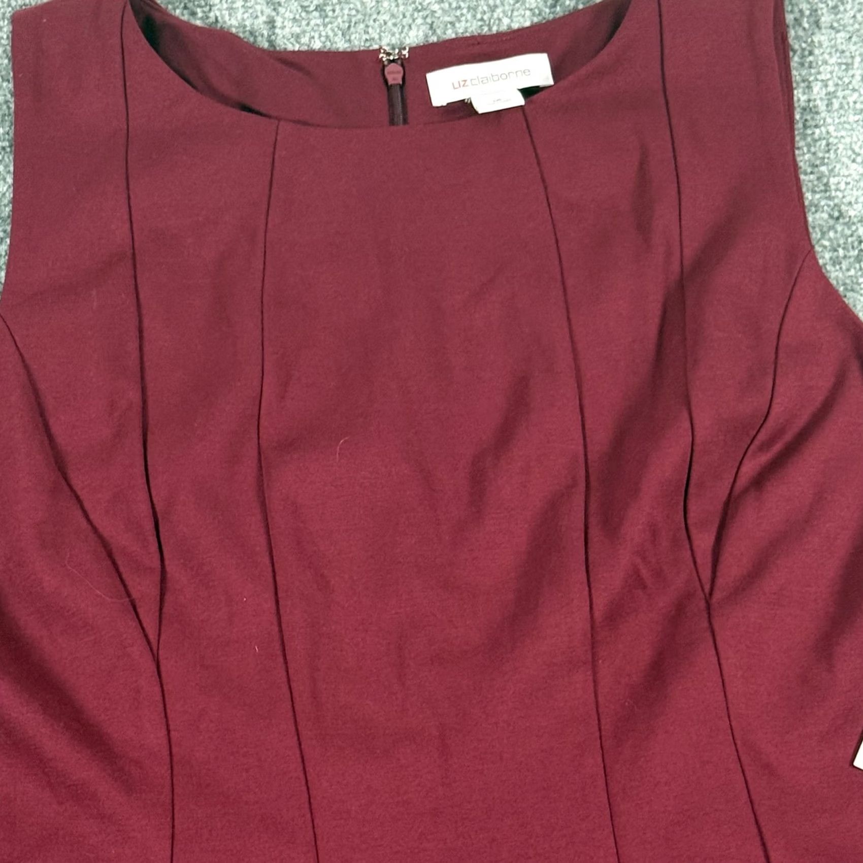 Liz Claiborne Liz Claiborne Dress Womens 16 Burgundy Passion Sleeveless Fit & Flare Womens Sleeveless Scoop Neck Solid Pattern Knee Length New Tags Size XXL / US 16-18 / IT 52-54 - 2 Thumbnail