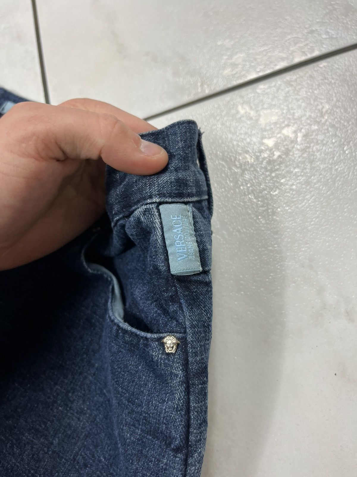 Versace × Versace Jeans Couture × Vintage Vintage Versace Jeans Couture denim pants shiny soaked dip Size 30" / US 8 / IT 44 - 11 Thumbnail