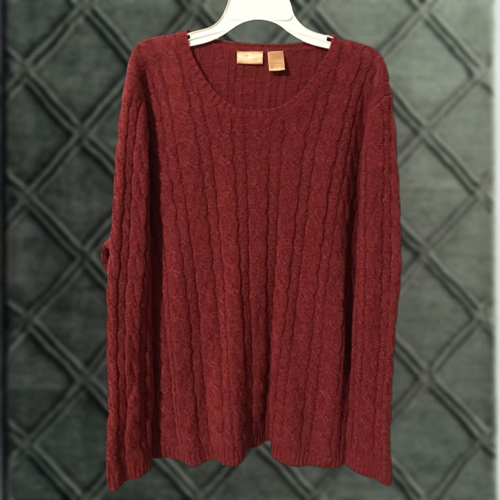 Pinko WOMEN'S SWEATER 1X Pink Cable-Knit Pullover Northcrest 14-16 Dark Pink Long Sleeve Round Neck Casual Fall Winter Knit Size Type Plus Women’s-- Size XL / US 12-14 / IT 48-50 - 1 Thumbnail