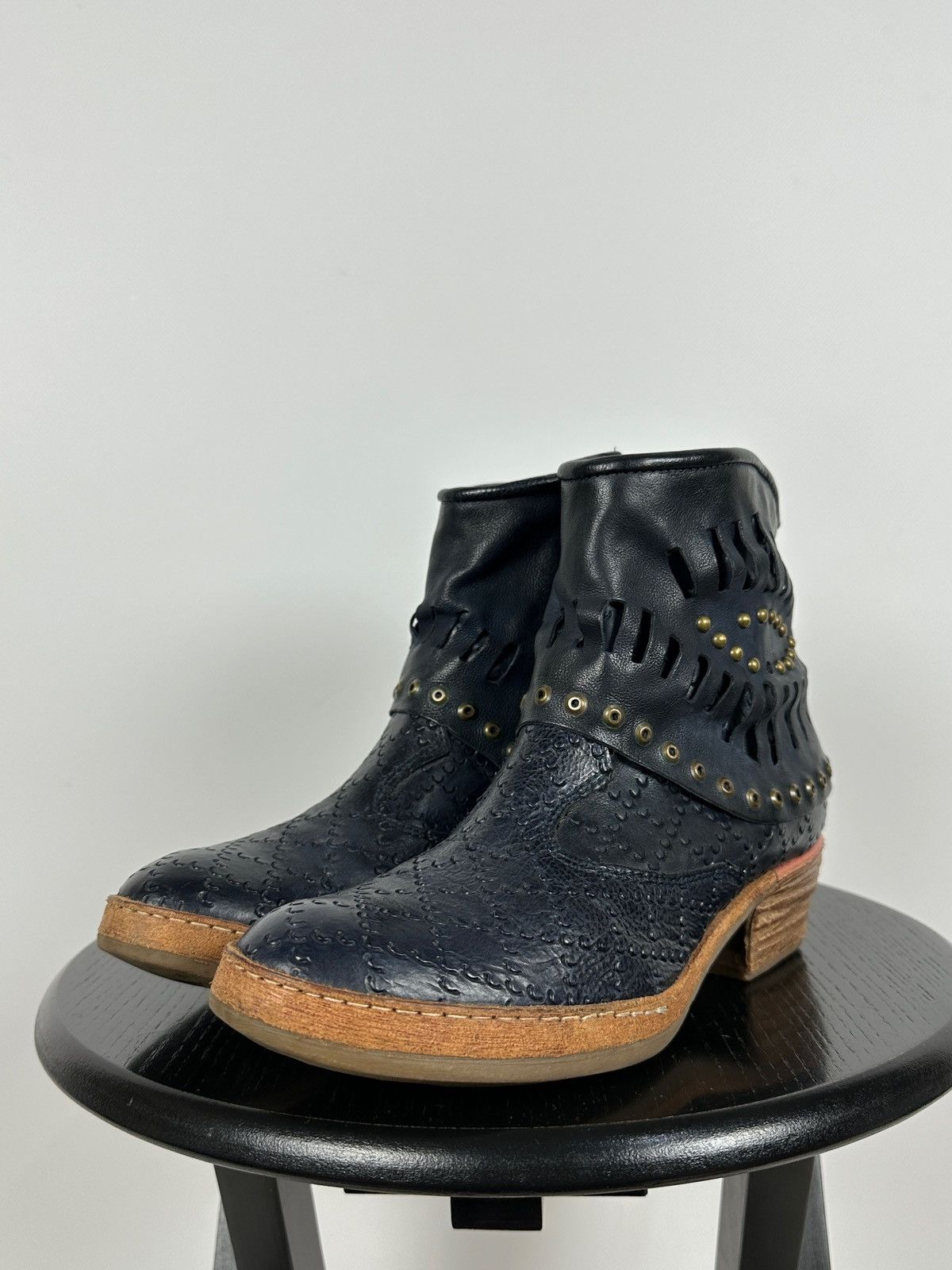A.S.98 A.S.98. Airstep Leather Ankle Biker Studded Boots Size US 8 / IT 38 - 12 Thumbnail