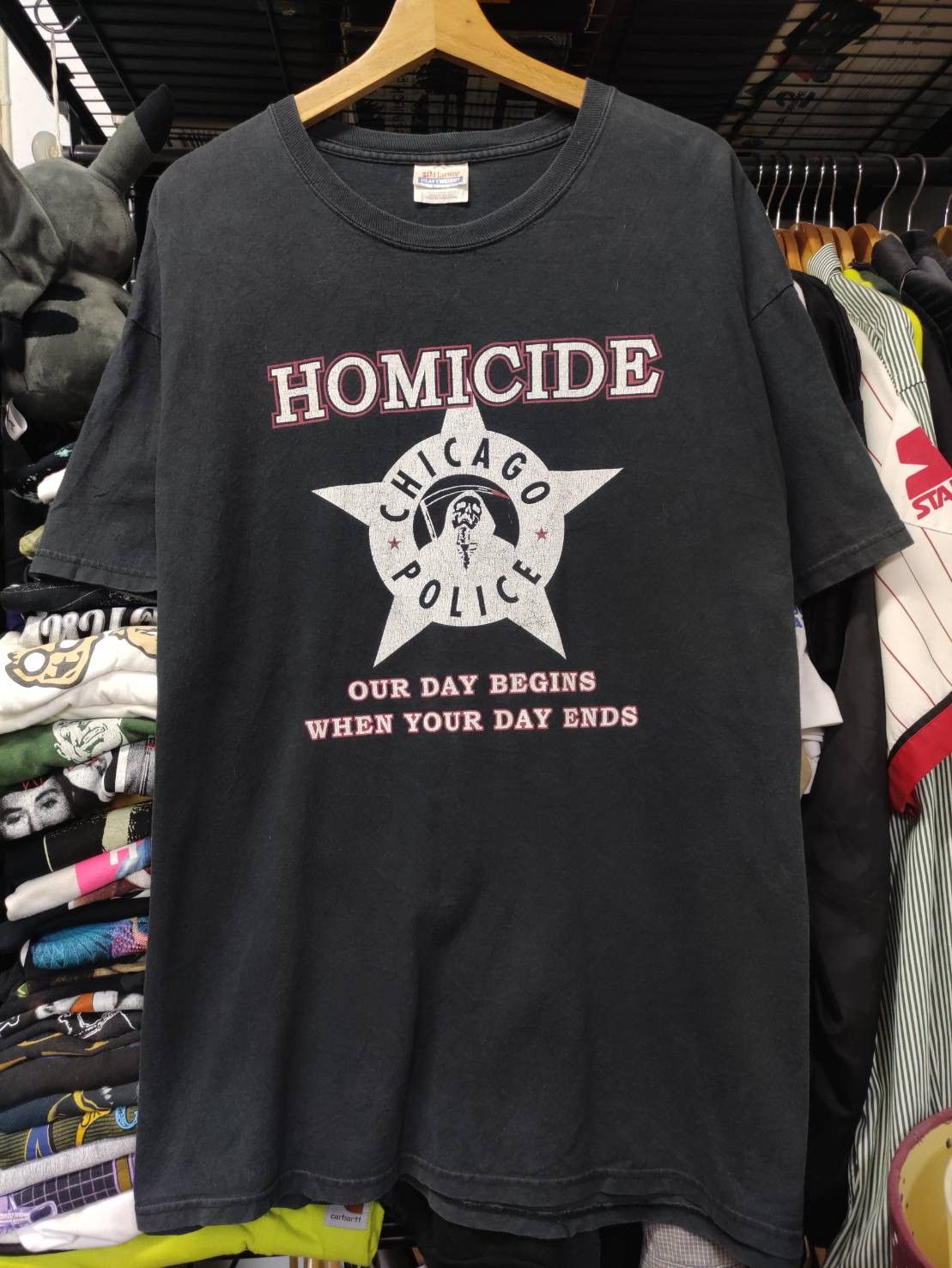 Vintage Vtg 00's Homicide Chicago Police T-Shirt Size US XL / EU 56 / 4 - 2 Thumbnail