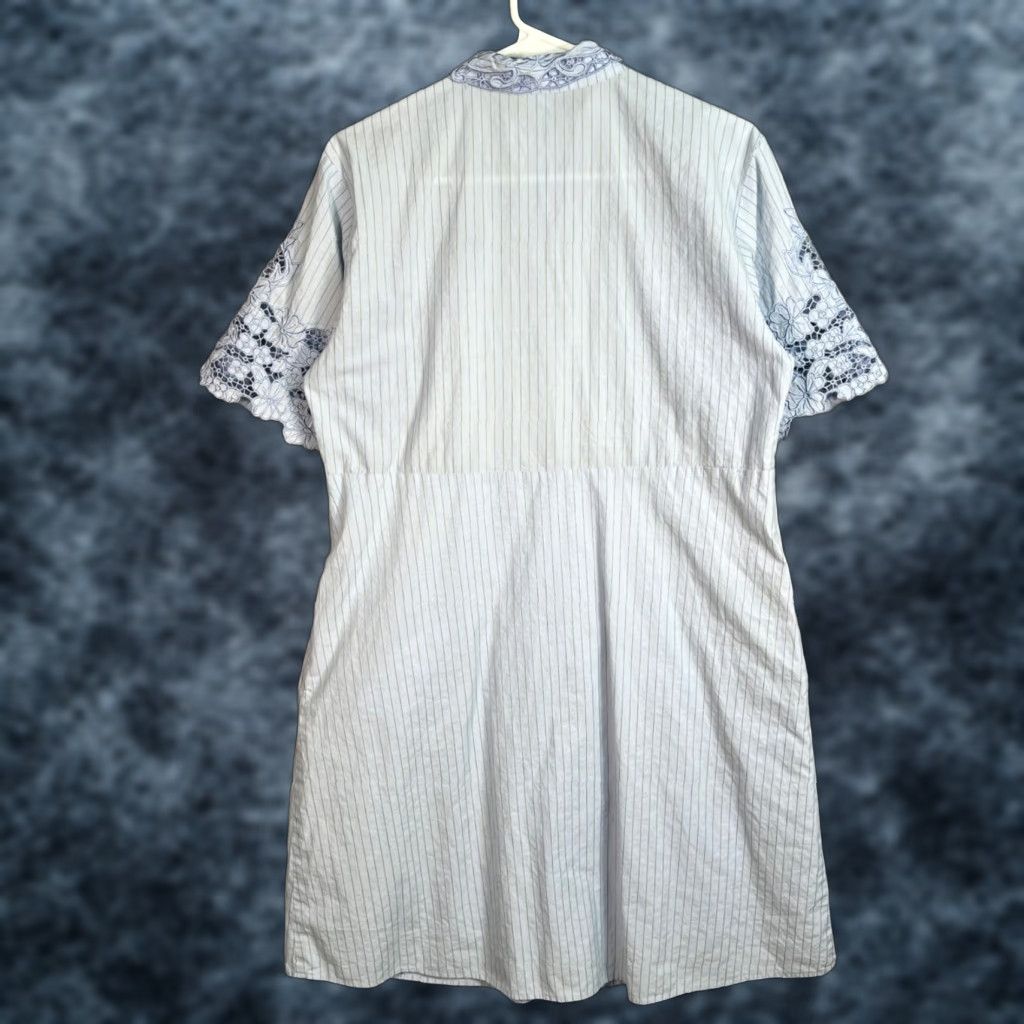 VINTAGE Paul & Joe Sister Shirt Dress Womens 38 W/ Lace Embroidery & Stripes
