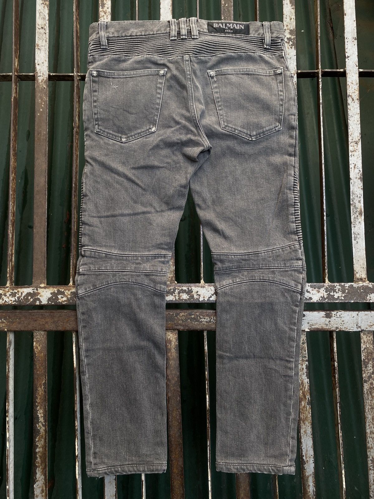 Balmain Balmain - Distressed Biker Jeans Denim Gray Size US 32 / EU 48 - 5 Thumbnail