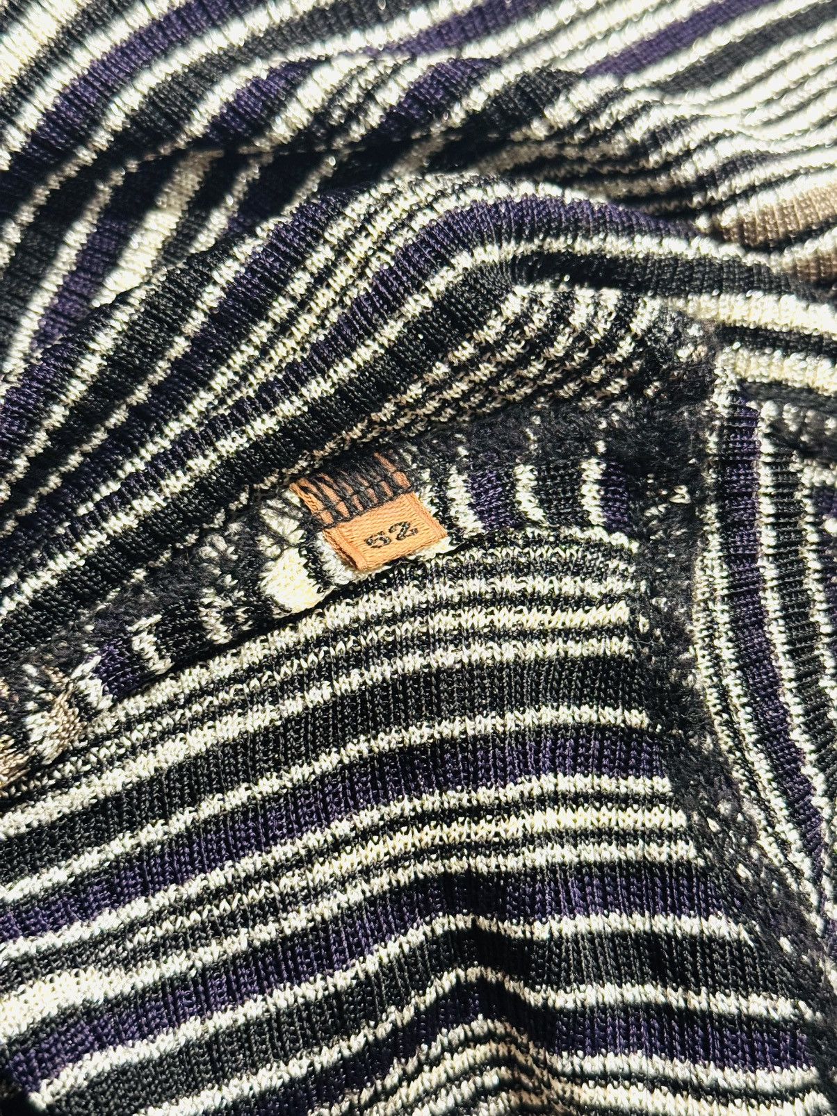 Missoni vintage Turtleneck knit LS shirt striped silver 52