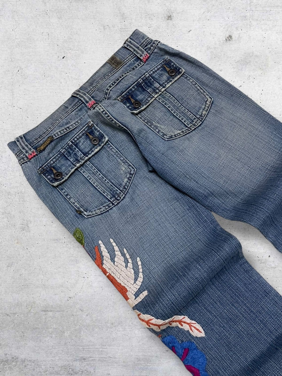 Tornado Mart VINTAGE SWITCH USA 90S OG DESIGNER EMRBOIDERED PHOENIX DENIM Size US 29 - 15 Thumbnail