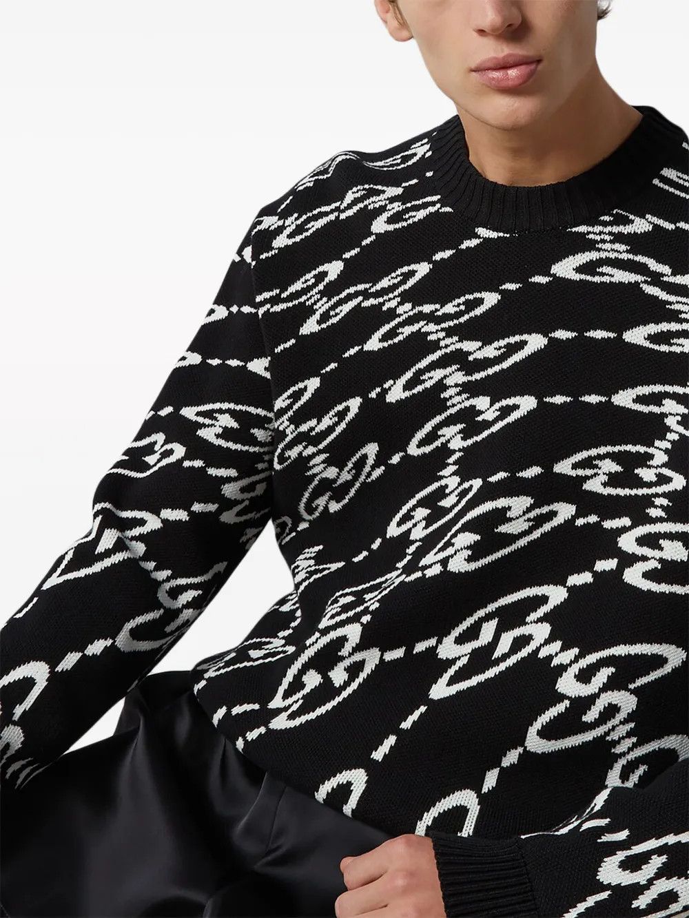 Gucci o1s1wg110225 Wavy GG Cotton Piqué Sweater in Black & White Size US S / EU 44-46 / 1 - 3 Thumbnail