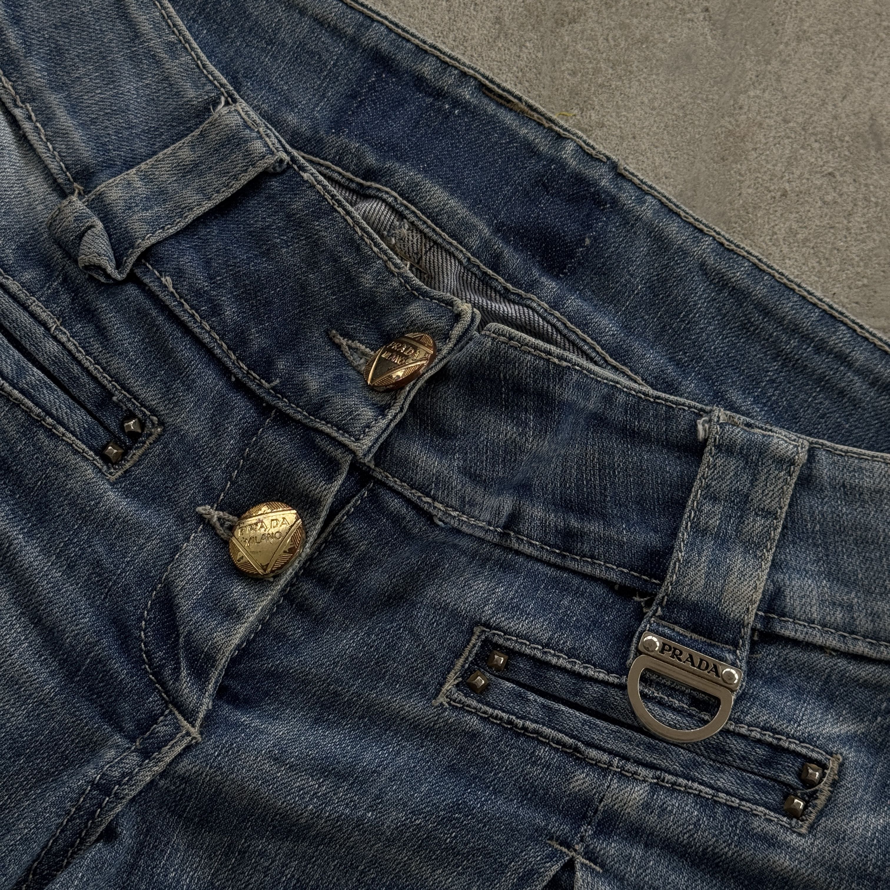 Prada Vintage Prada Womens Flare Blue Denim Jeans Pants Size 30" / US 8 / IT 44 - 5 Thumbnail