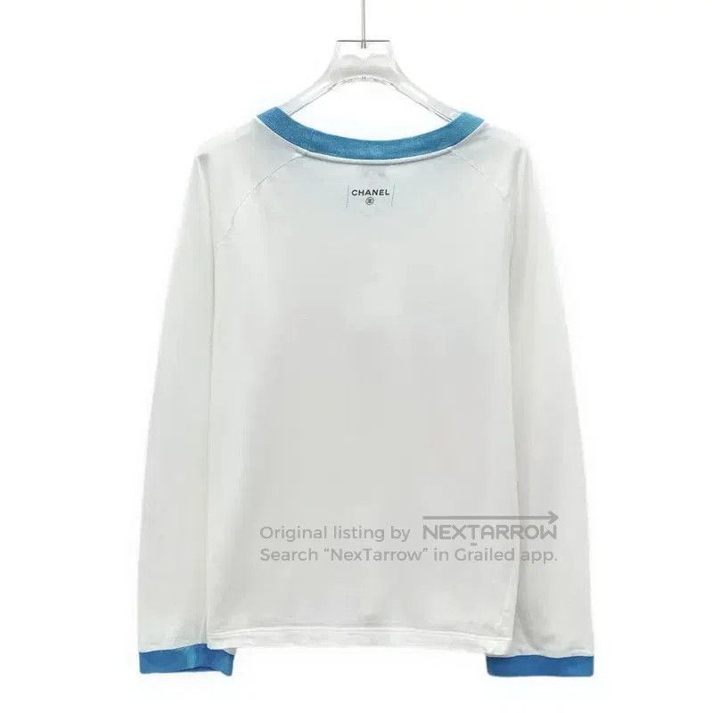 Chanel Chanel White Cotton Women's T-shirt with Graphic Print . Size L / US 10 / IT 46 - 1 Thumbnail