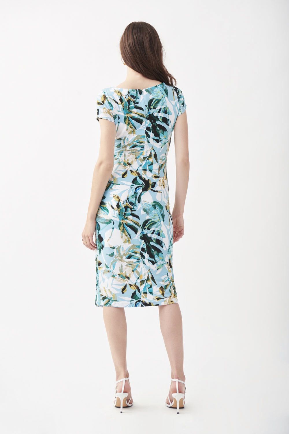 Designer × Joseph Ribkoff Joseph Ribkoff Womens Blue-Multi Tropical Print Dress Size M / US 6-8 / IT 42-44 - 3 Thumbnail