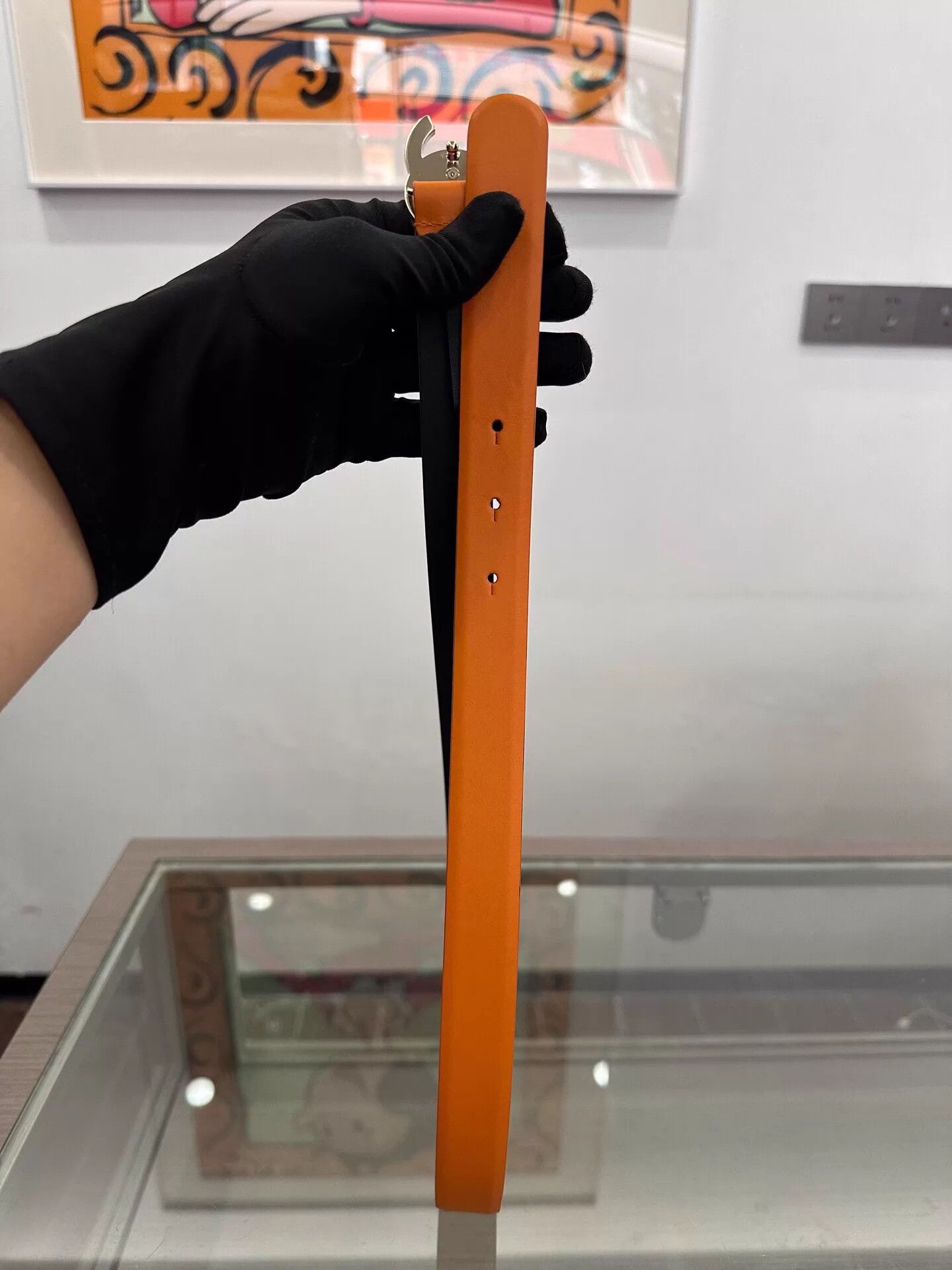 Chanel Chanel Orange Black CC 2.5cm Wide Belt 80cm Size ONE SIZE - 3 Thumbnail