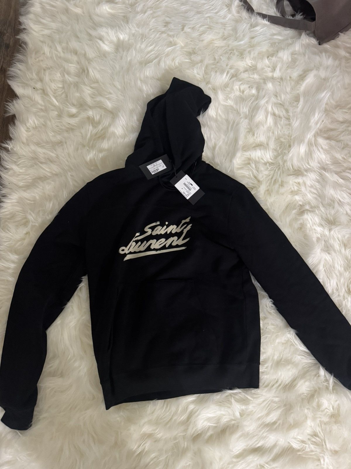 SAINT LAURENT PARIS｜HOOD/ZIP-UP (677259 YB2PG 1000) Black Logo-printed hoodie Saint Laurent - Vitkac Canada