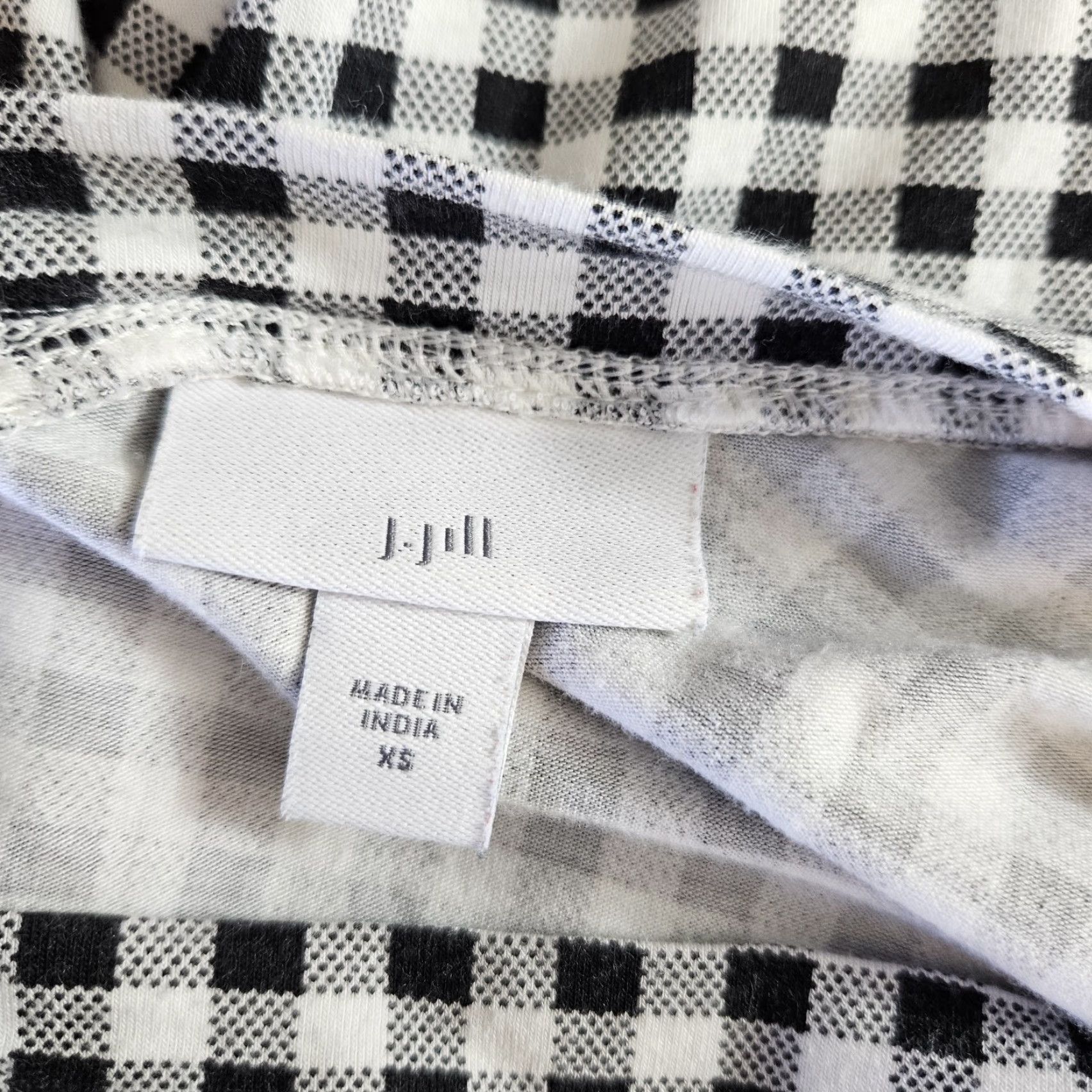 J. Jill J Jill Women’s Top XS Black White Gingham 3/4 Sleeve V-Neck Cotton Blend Blouse Mens? Size XS / US 0-2 / IT 36-38 - 5 Thumbnail