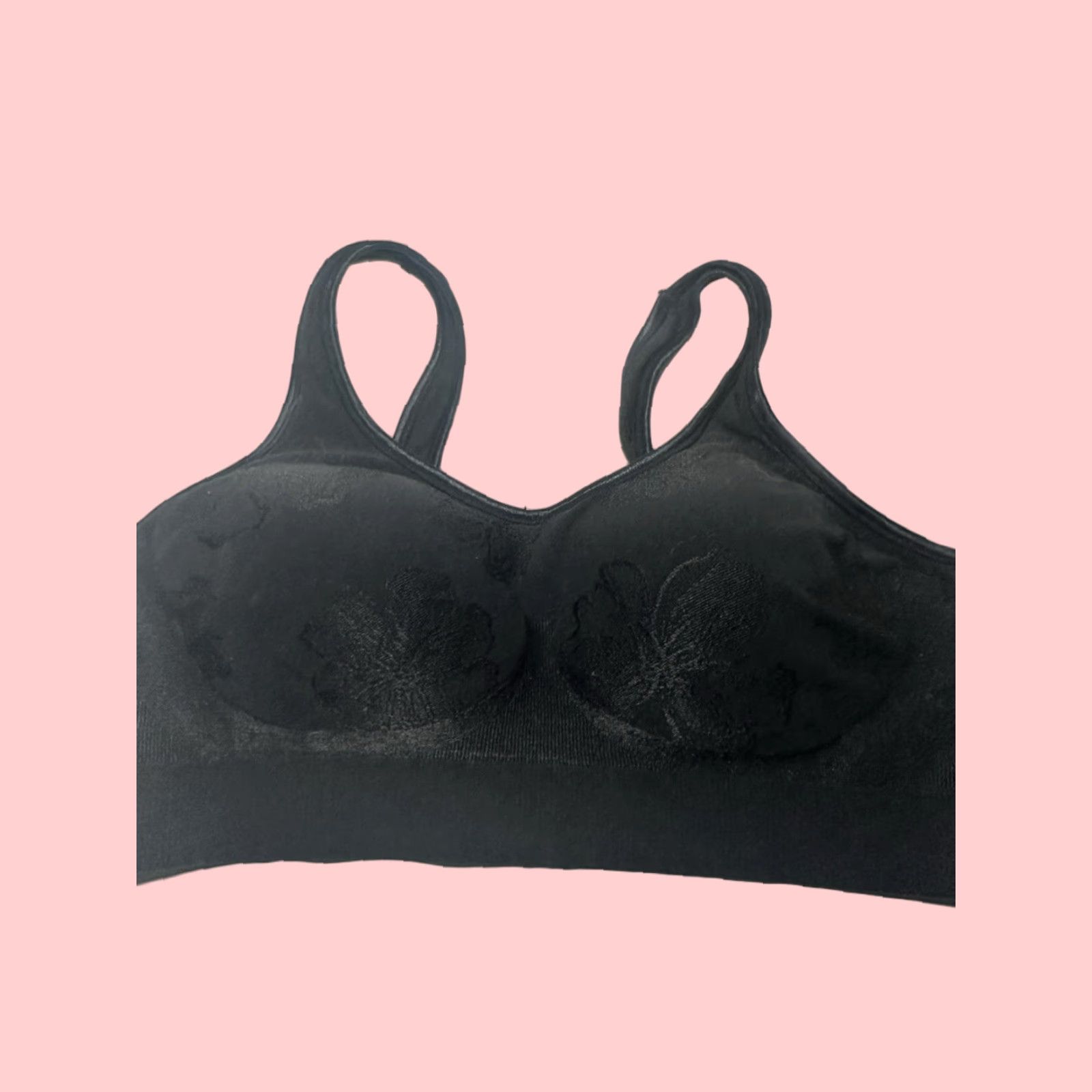 Vintage Bali Wireless T-Shirt Bra Women's Size M Black Comfort Revolution Seamless Full Coverage Tropical