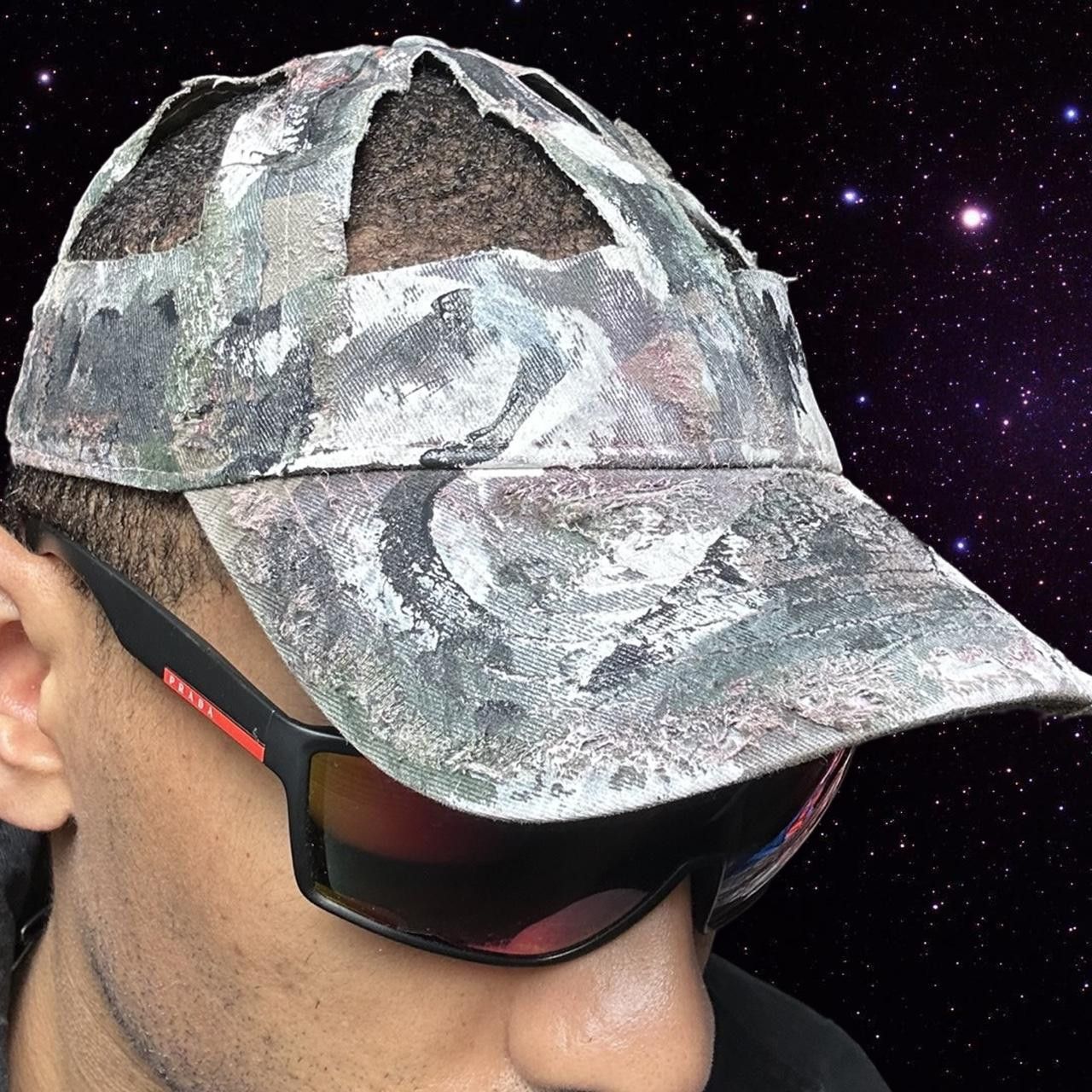 Other ASTROBOI* 'MM6' Brown Deconstructed Cut Out Camouflage Hat Size ONE SIZE - 2 Thumbnail