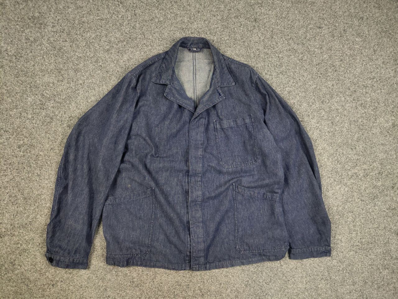 Vintage Vintage 70's Lutteurs Denim French Work Blue Sanfor Jacket Size US L / EU 52-54 / 3 - 14 Thumbnail