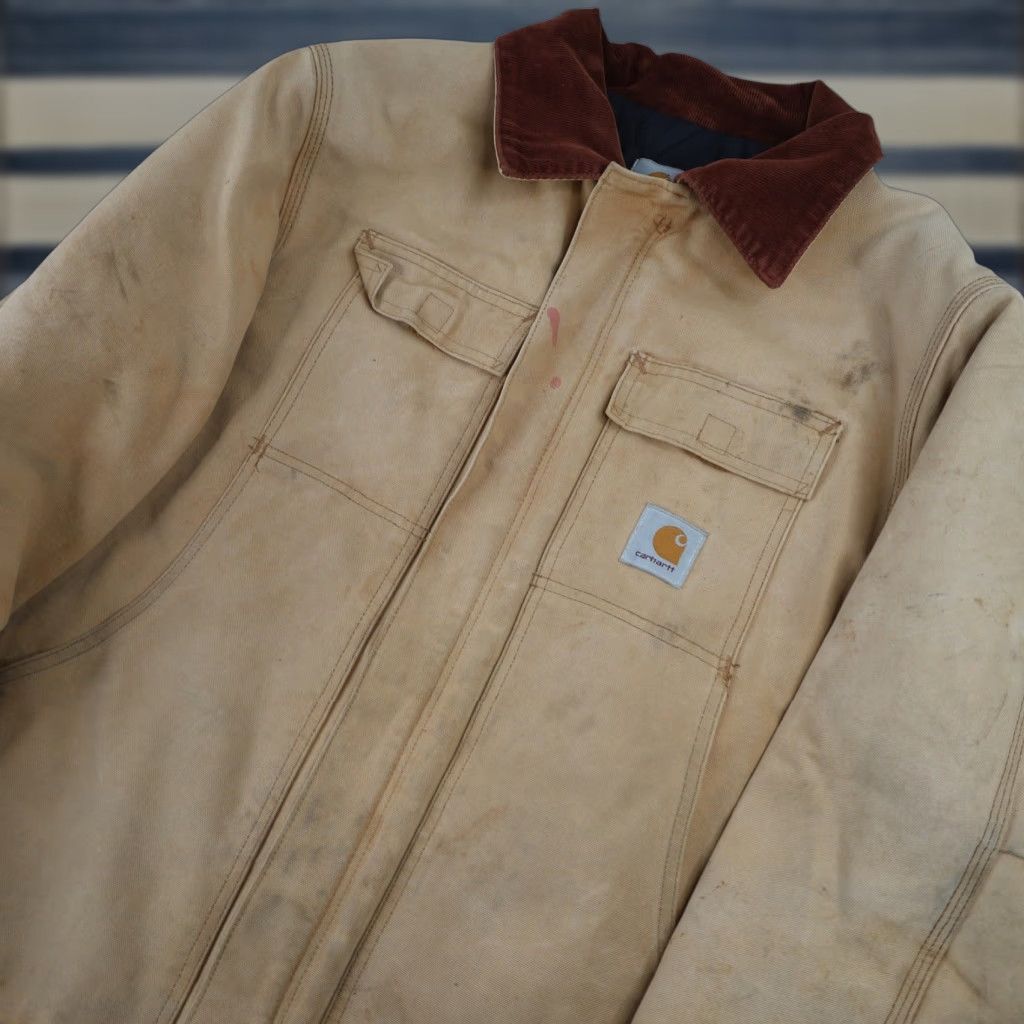 Carhartt VINTAGE Carhartt Chore Coat Mens XL Tan Coat Size US XL / EU 56 / 4 - 1 Thumbnail