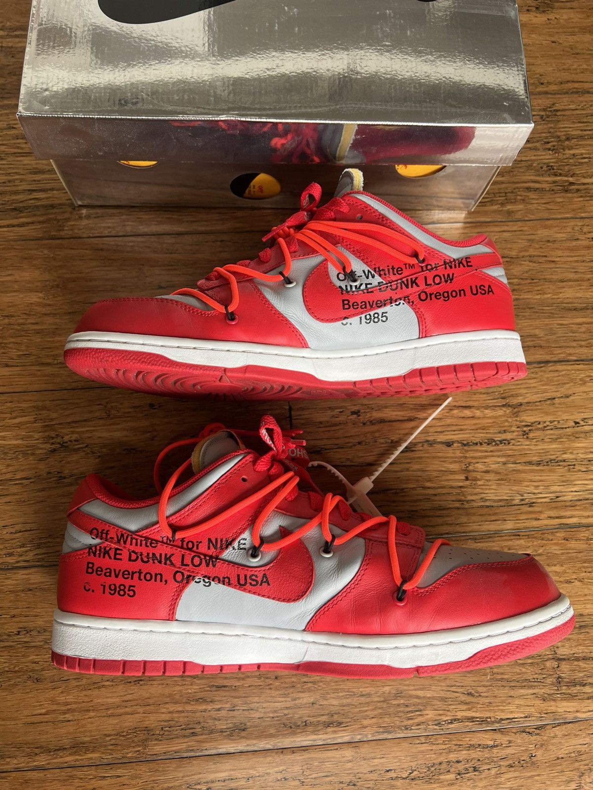 Nike × Off-White Nike Off White Dunk Low University Red Size US 12 / EU 45 - 4 Thumbnail