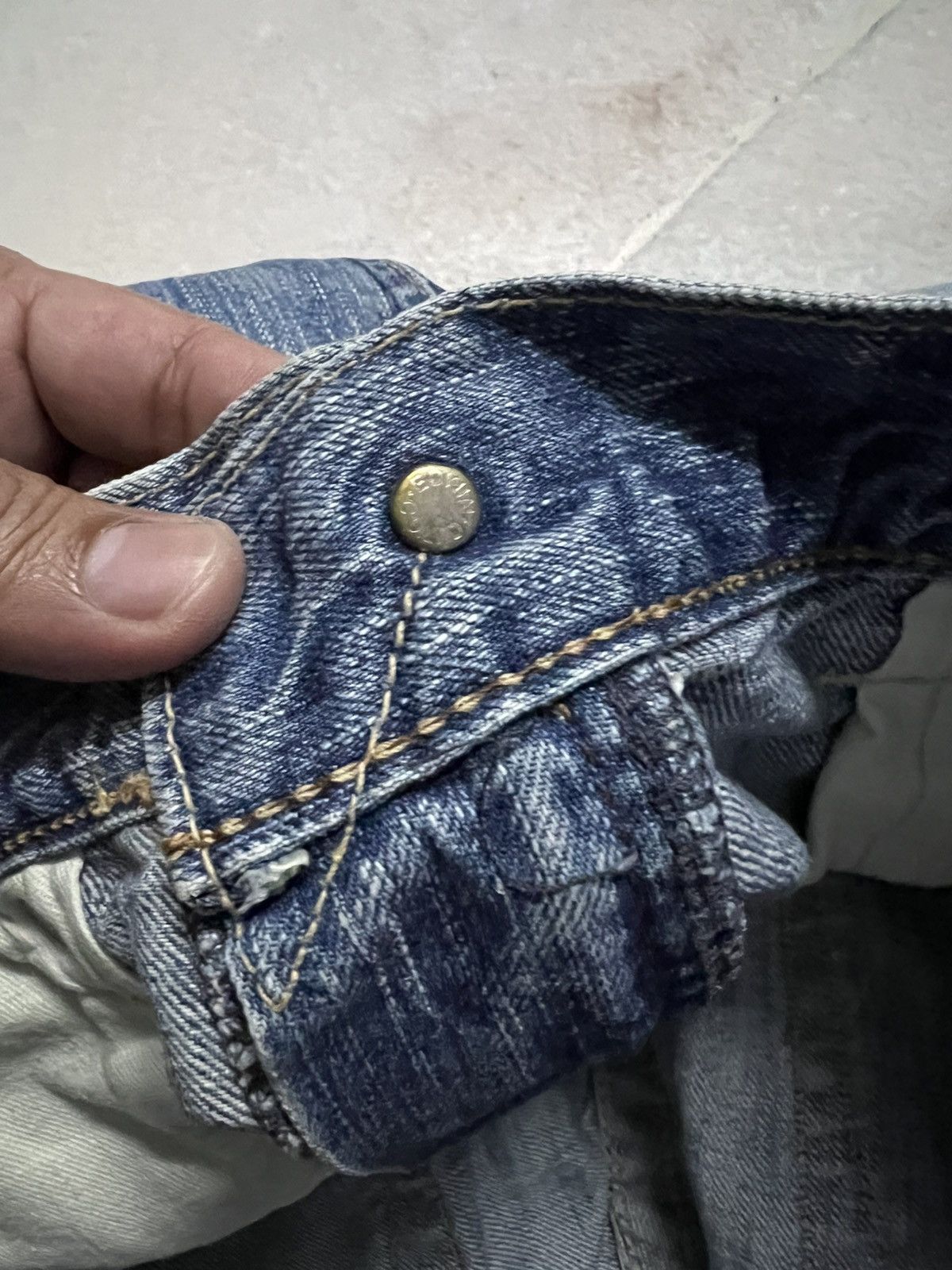 Edwin × Japanese Brand 💥Flare💥Edwin 503 Blue Trip Faded Distressed Jean Size US 30 / EU 46 - 11 Thumbnail