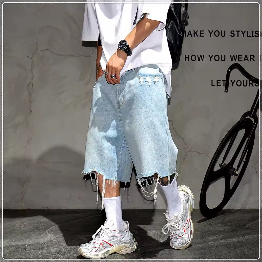 Jean Korean style ripped light jeans shorts jorts Size US 32 / EU 48 - 1 Thumbnail