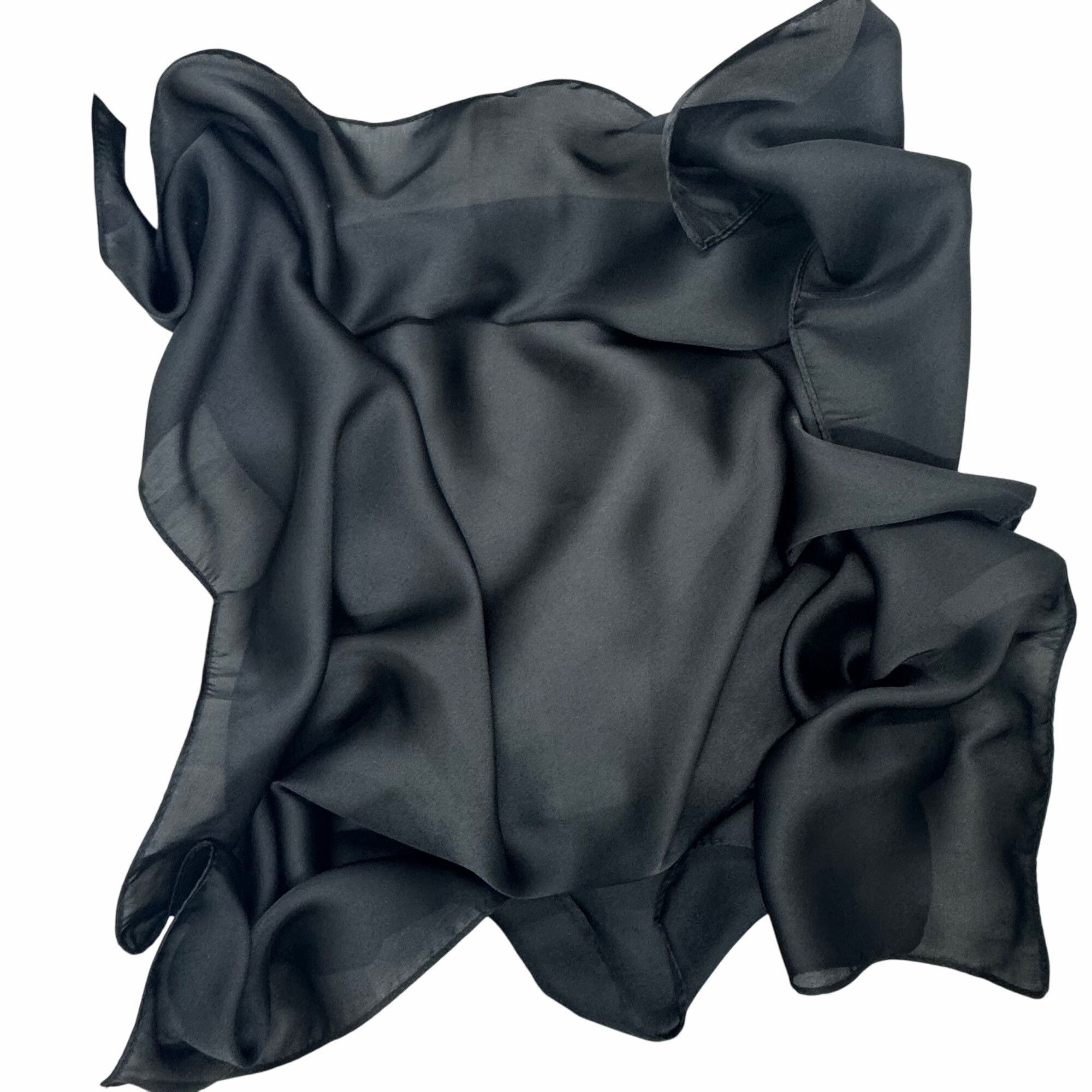 Other New Elegant Bandana Square Scarf CLassic BLACK solid Wrap Si Size ONE SIZE - 3 Thumbnail