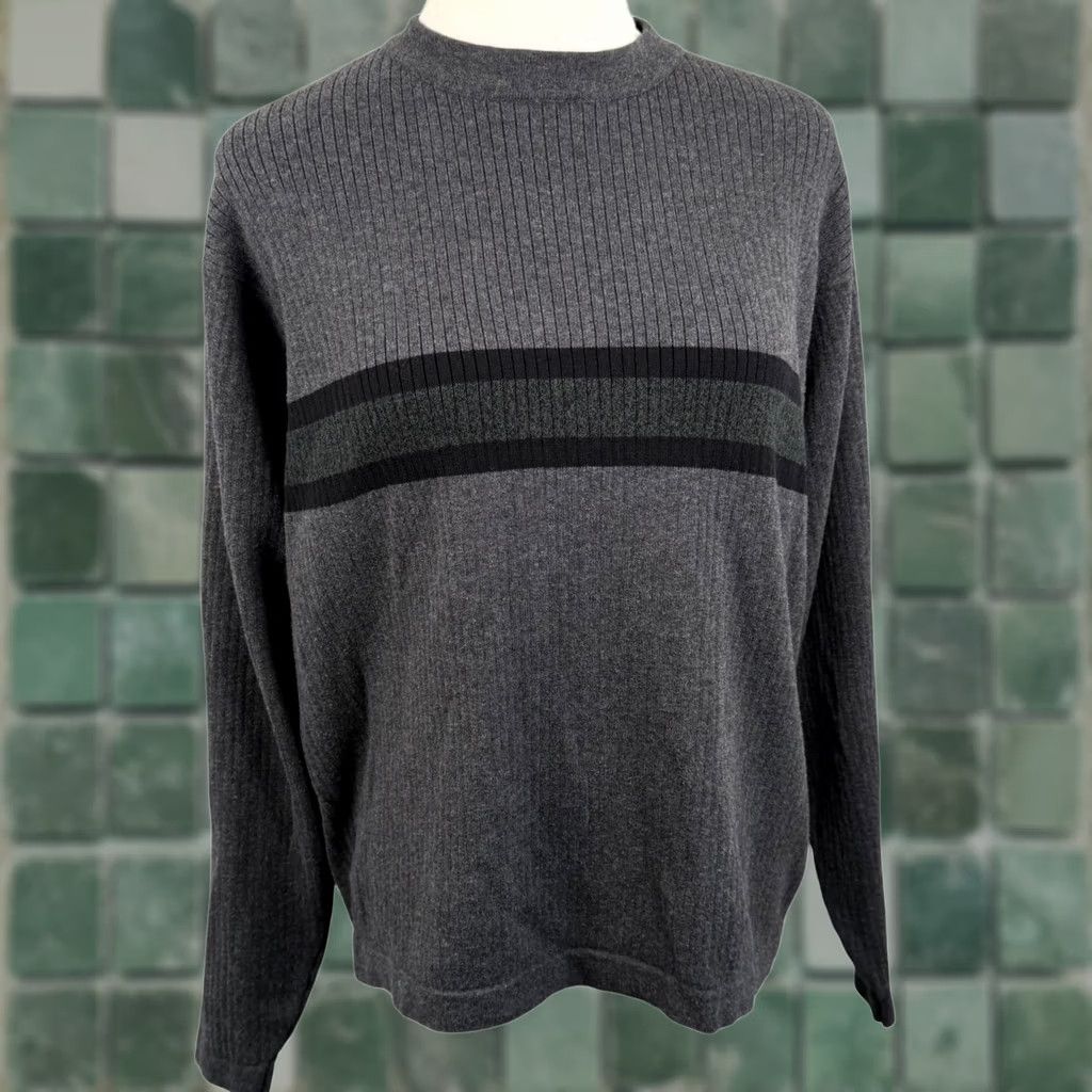 Dockers Dockers Sweater Mens L Grey Ribbed Knit Cotton Stripe Crew Neck Pullover 90s Y2K Size US L / EU 52-54 / 3 - 1 Thumbnail