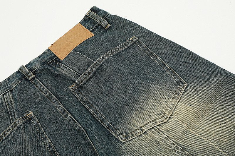 Vintage Retro straight-leg patchwork washed distressed jeans Size US 32 / EU 48 - 5 Thumbnail