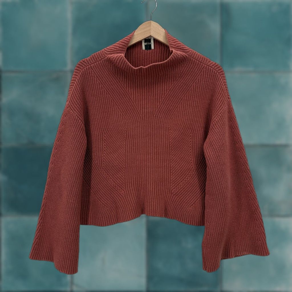 Vintage VINTAGE Anthropologie Maeve The Katey Mock Neck Bell Sleeve Sweater Womens Medium Rust Size M / US 6-8 / IT 42-44 - 1 Thumbnail