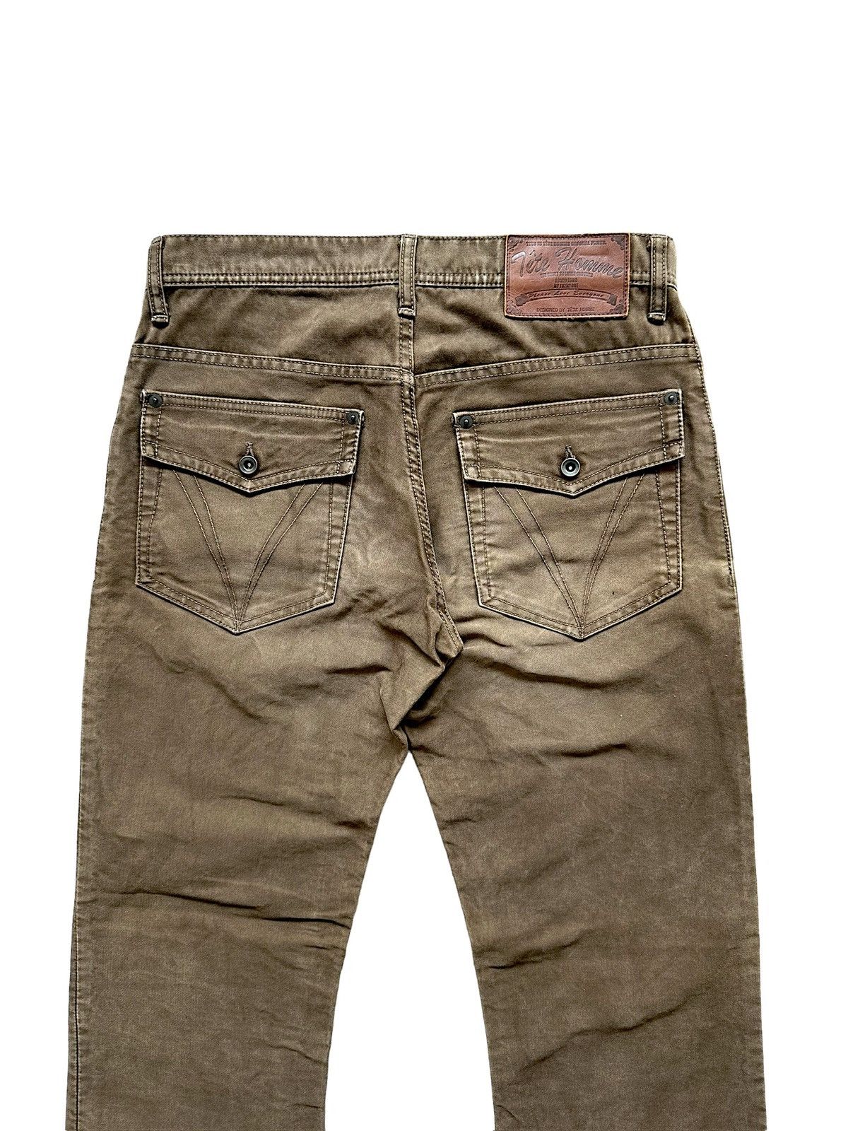 Tete Homme 00's Tete Homme moleskin mudwash khakis flared pant Size US 31 - 7 Thumbnail
