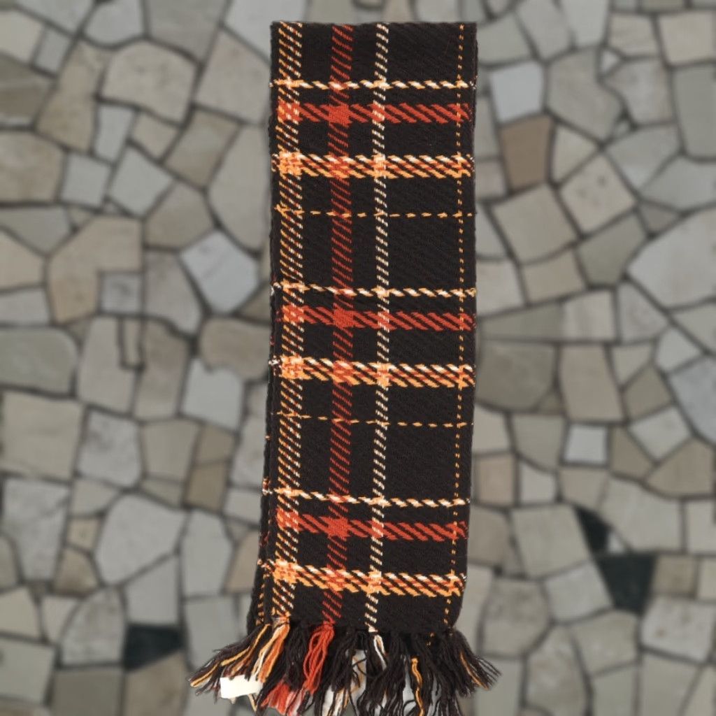 Talbots Talbots Wool Blend Scarf Yarn Knit Chocolate Plaid 60" OS Size ONE SIZE - 1 Thumbnail