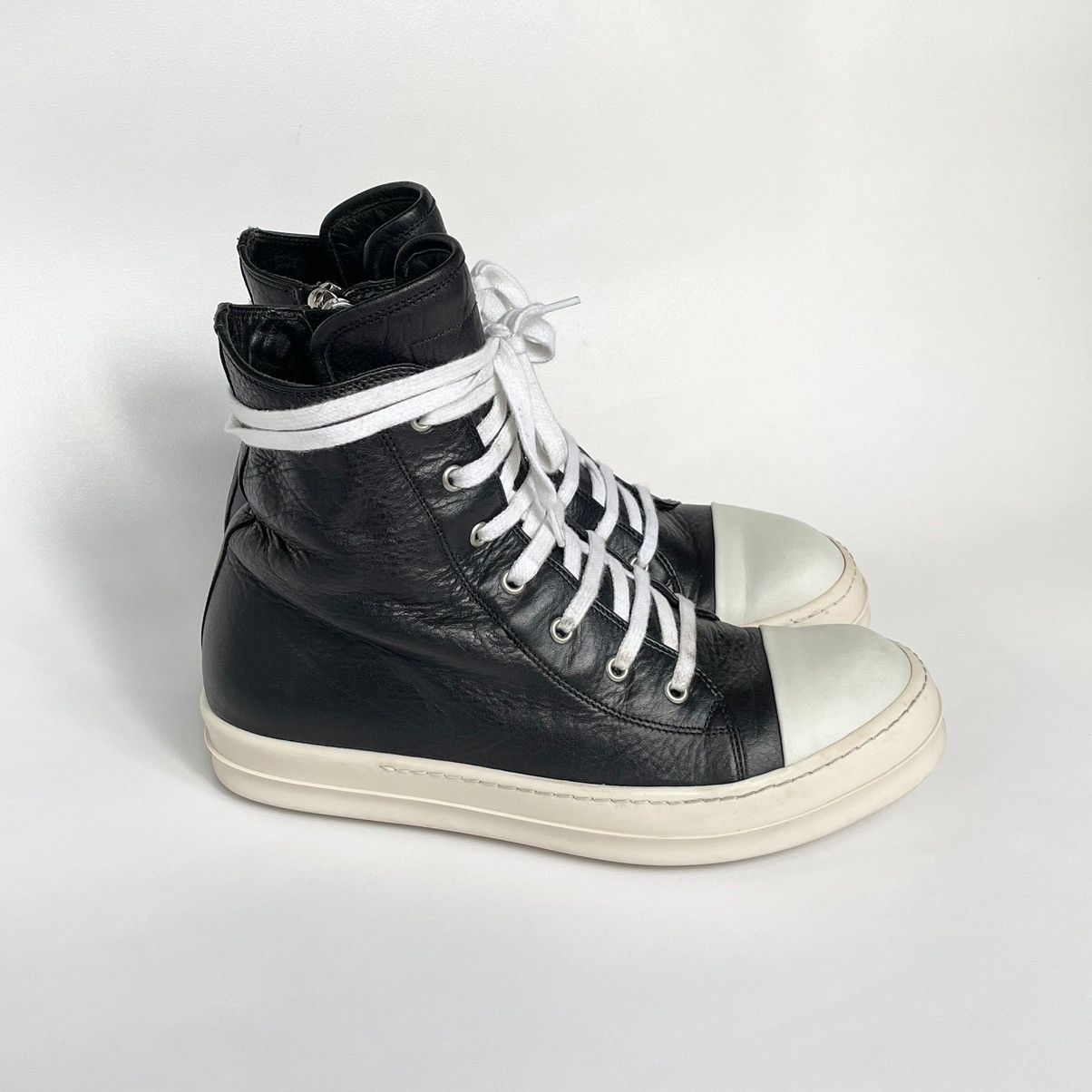 Rick Owens S/S 12 Black/Milk Leather Ramones Sneakers Size US 8 / EU 41 - 2 Thumbnail