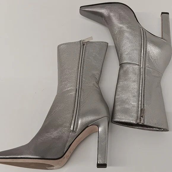 Jimmy Choo Jimmy Choo Merle 100 Metallic Leather Ankle Boots - EU36/US6 Size US 6 / IT 36 - 6 Thumbnail