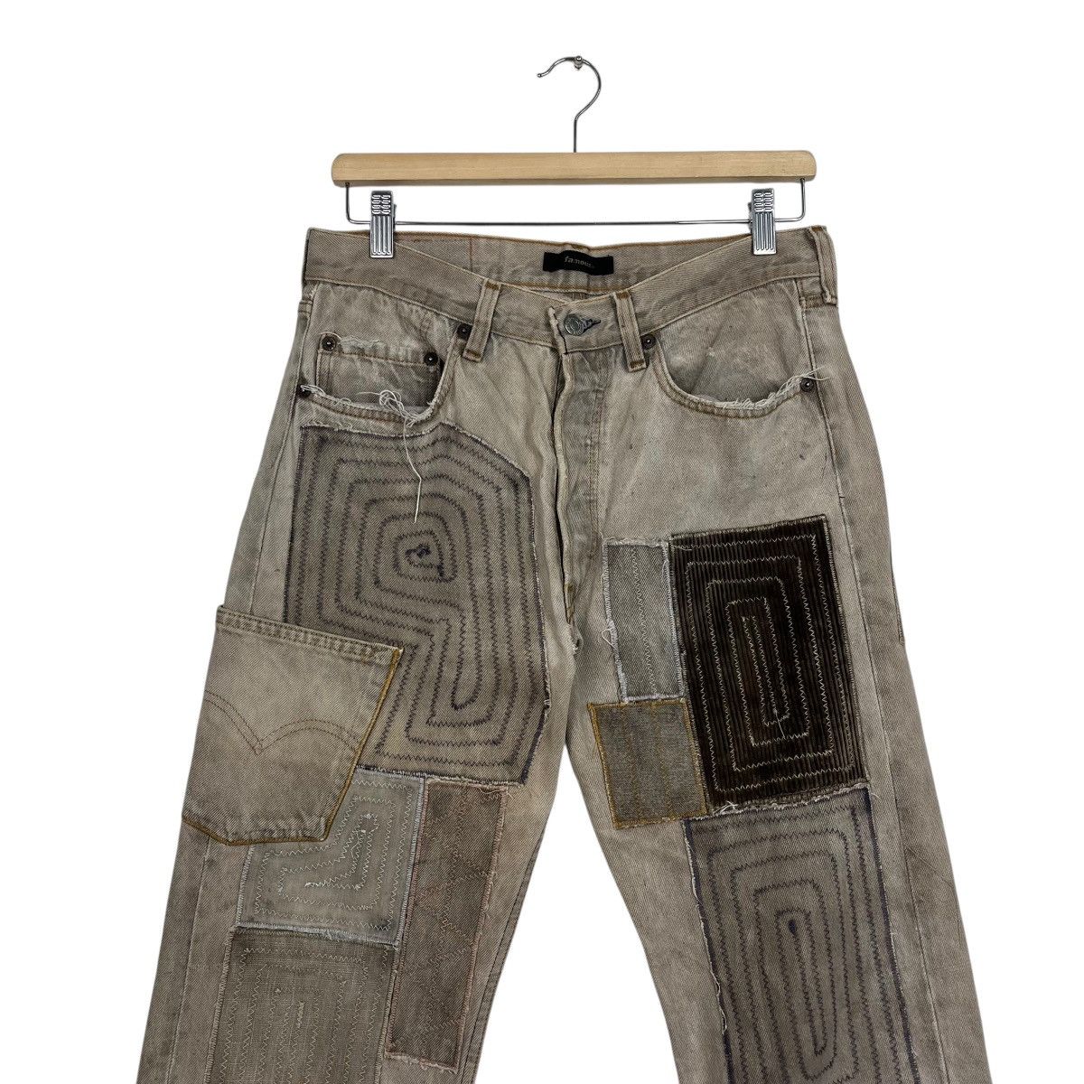 Levi's Vintage Levis X Famouz Sashiko Patchwork Workwear Denim Jean Size US 30 / EU 46 - 3 Thumbnail