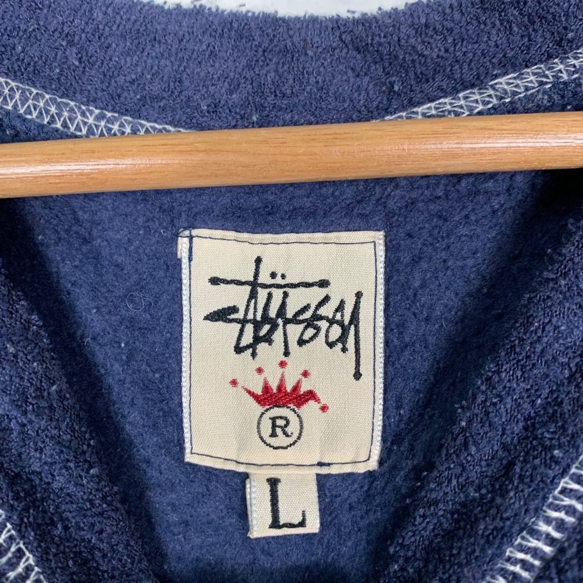 Stussy 90's STUSSY Embroidery Logo V Neck Fleece Sweater #0003-C1 Size US L / EU 52-54 / 3 - 10 Thumbnail