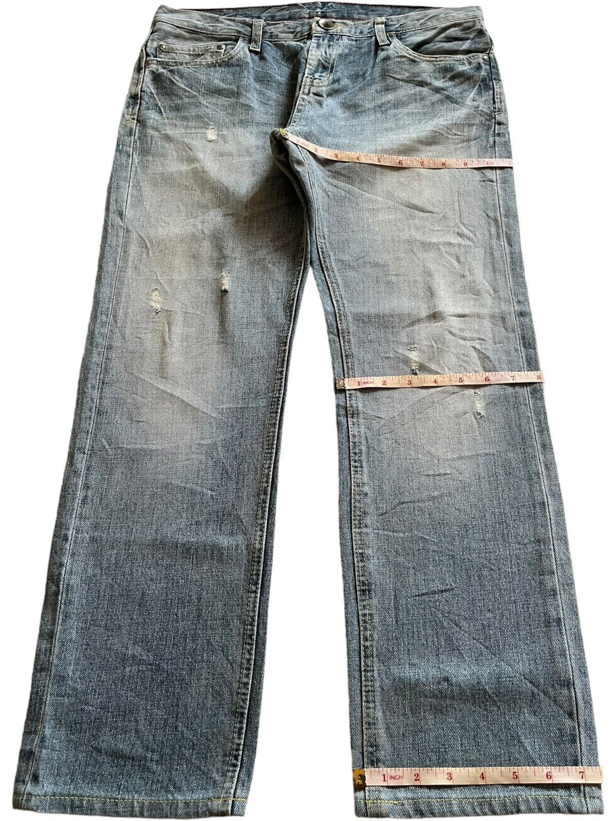 Japanese Brand × Jun Takahashi Vintage Japanese Junmen Faded Wash Distressed Jeans Size US 34 / EU 50 - 13 Thumbnail