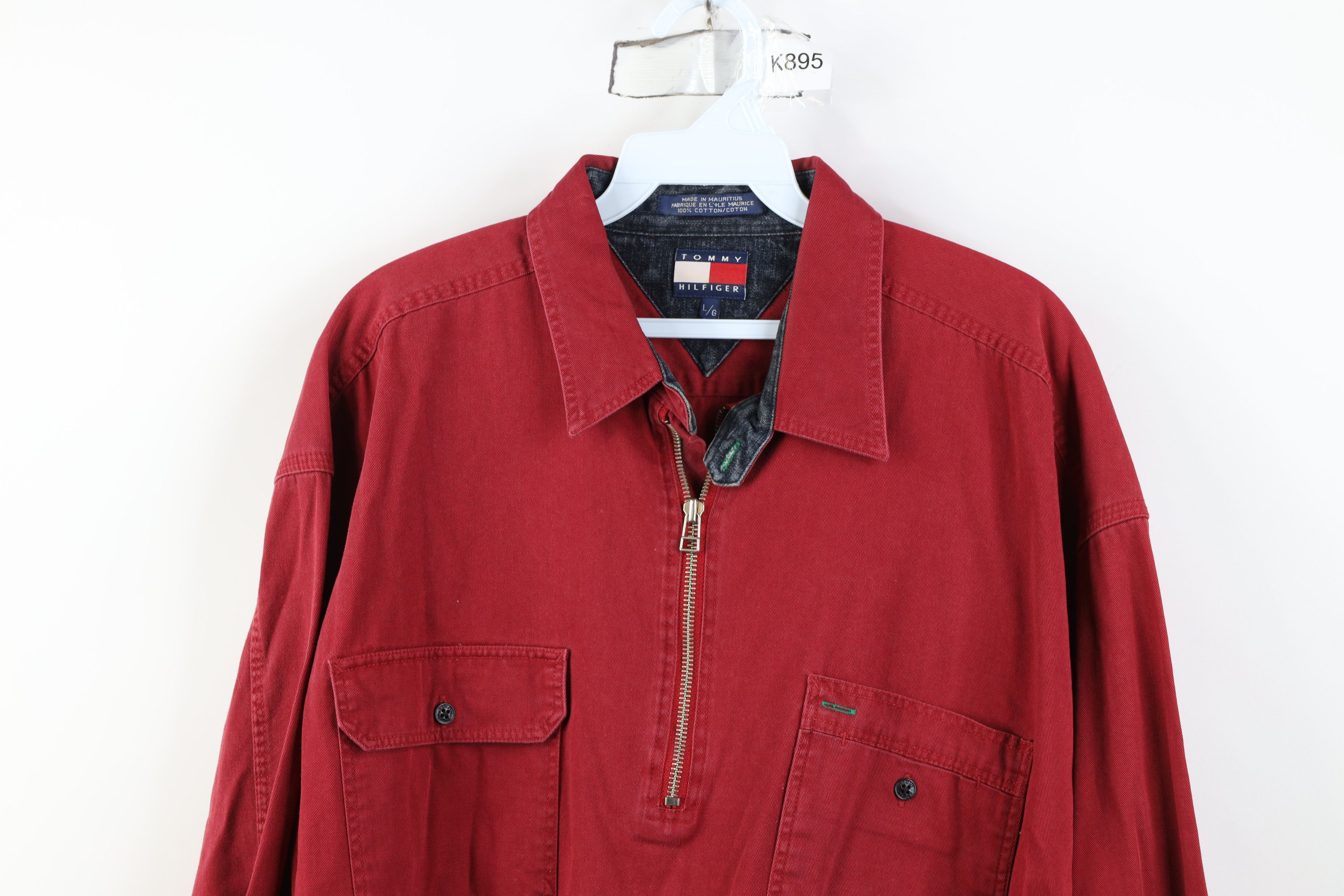 Tommy Hilfiger Vintage 90s Tommy Hilfiger Half Zip Pullover Shirt Jacket Size US L / EU 52-54 / 3 - 2 Thumbnail