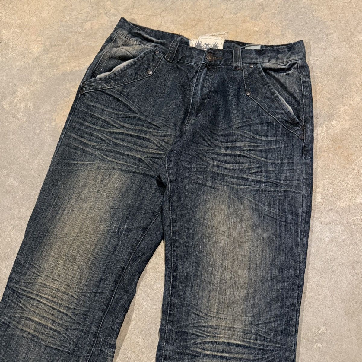 Japanese Brand 2000s Fusai Mud Wash Faded Baggy Jeans Hysteric Y2K ERD Hedi Size US 34 / EU 50 - 8 Thumbnail