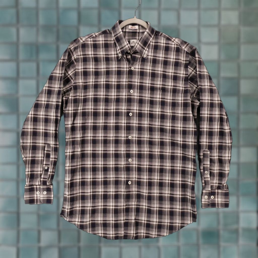 Peter Millar Peter Millar Shirt Mens Medium Long Sleeve Button-Up Brown Blue Plaid Size US M / EU 48-50 / 2 - 1 Thumbnail