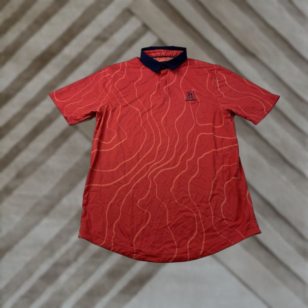 Under Armour Under Armour Polo Mens S Small Red Golf Performance Breathable Lightweight Stretch Geometric Pattern Short Sleeve Collared Polo Size US S / EU 44-46 / 1 - 1 Thumbnail
