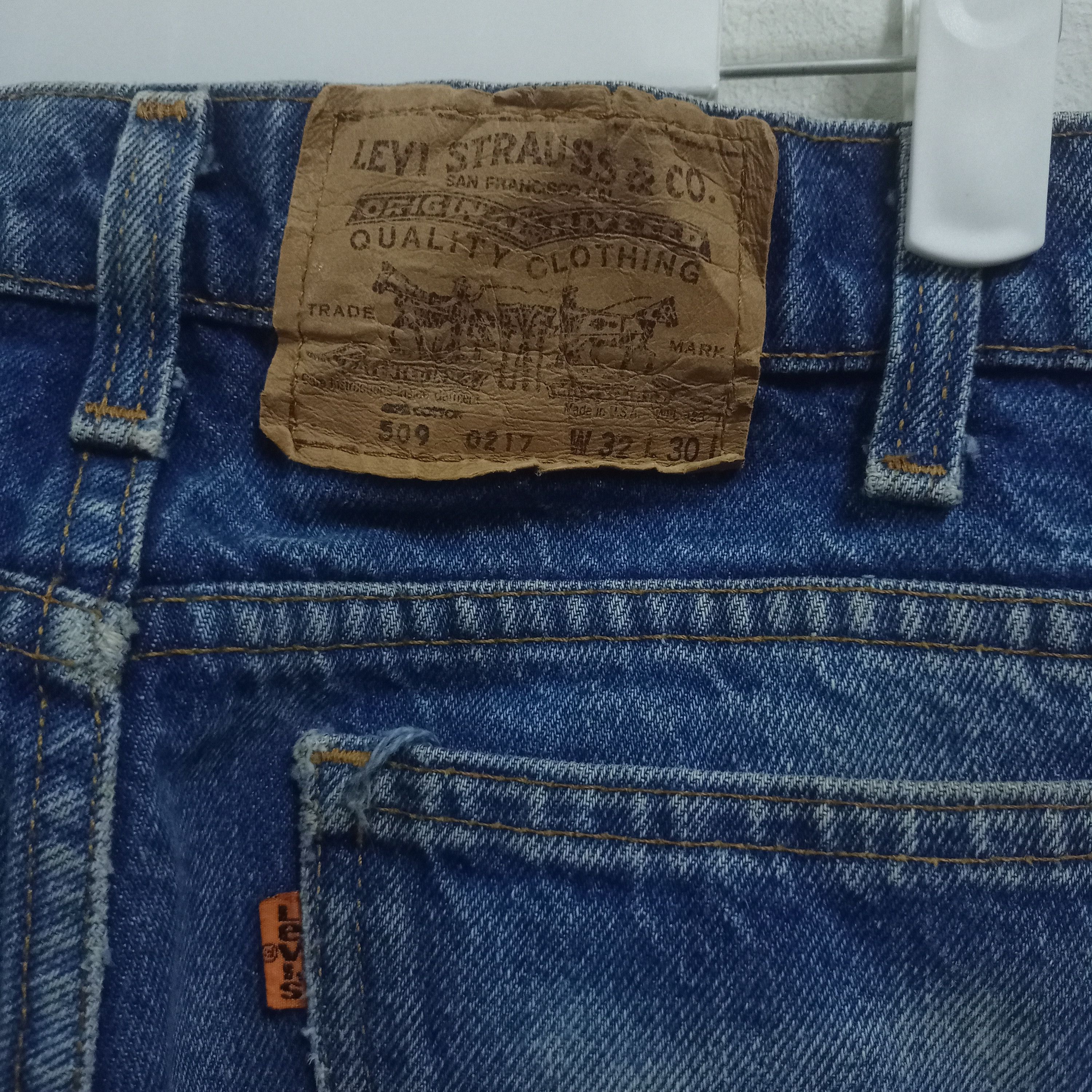 Levi's × Levi's Vintage Clothing Vintage 90s Levis 509 Orange Tab Distressed Blue Jeans Size US 31 - 3 Thumbnail